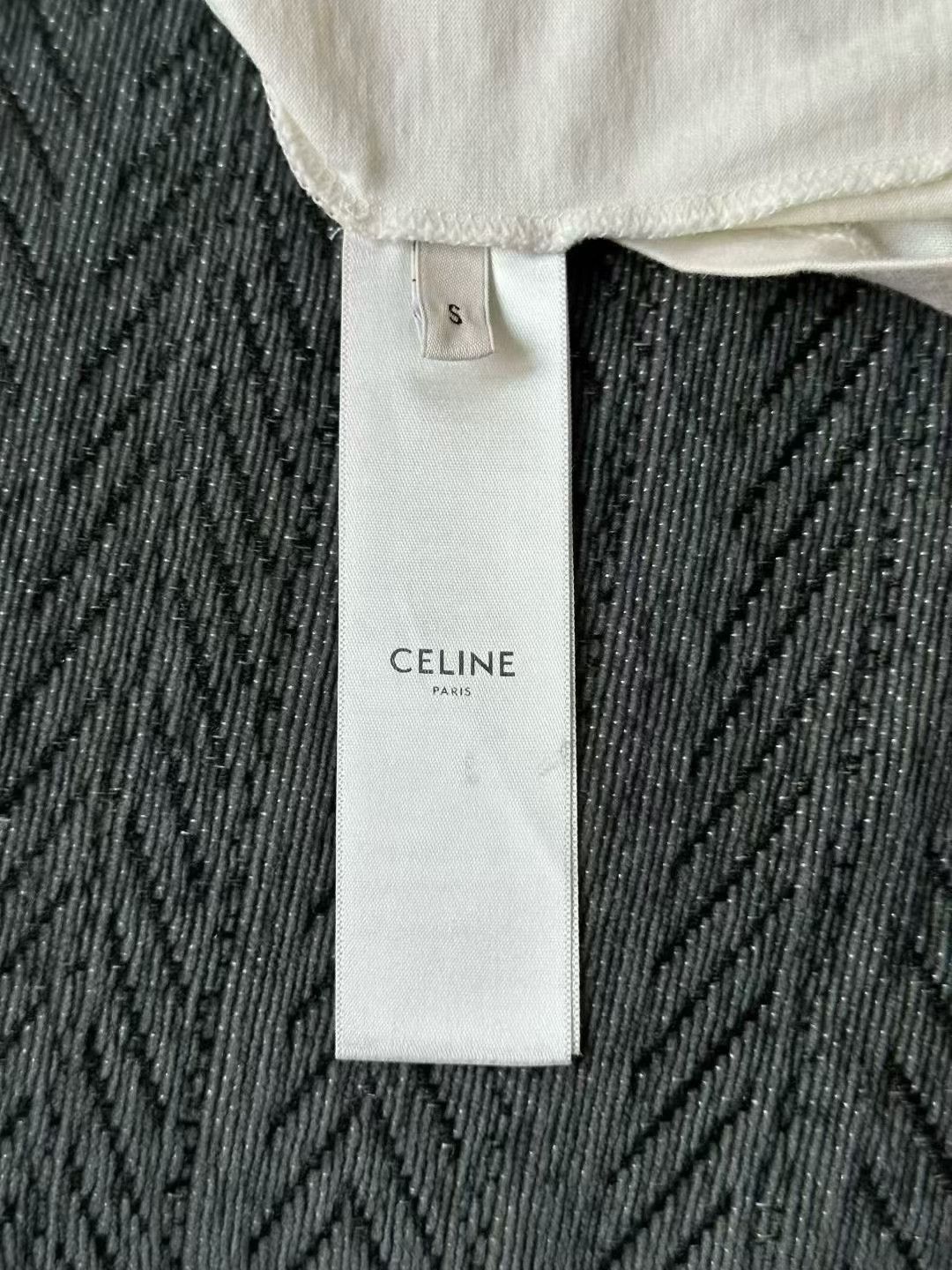 Celine Celine White Triomphe Short-Sleeve Size S / US 4 / IT 40 - 4 Thumbnail