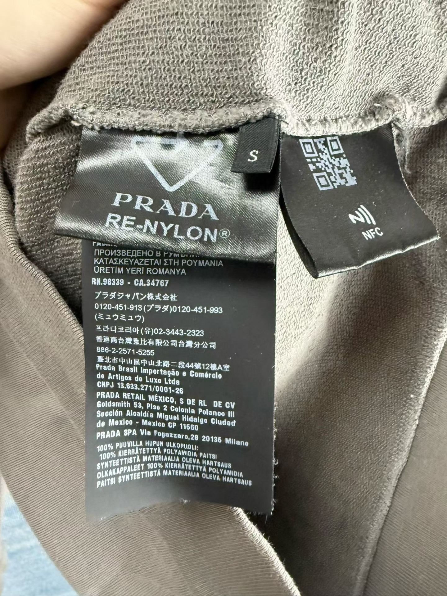 Prada Prada Gray Triangle Logo Cotton Hooded Jacket Size US S / EU 44-46 / 1 - 4 Thumbnail