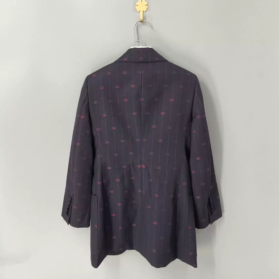 Gucci Gucci Deep Blue All-Over Print Single-Button Blazer Size XS / US 0-2 / IT 36-38 - 2 Thumbnail