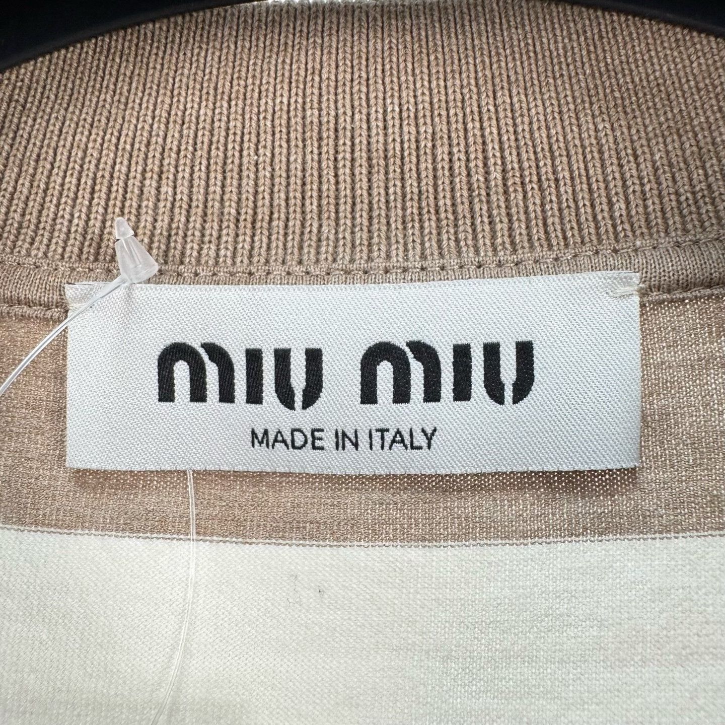 Miu Miu Miu Miu 25SS Beige Stripe Embroidered Polo Size S / US 4 / IT 40 - 5 Thumbnail