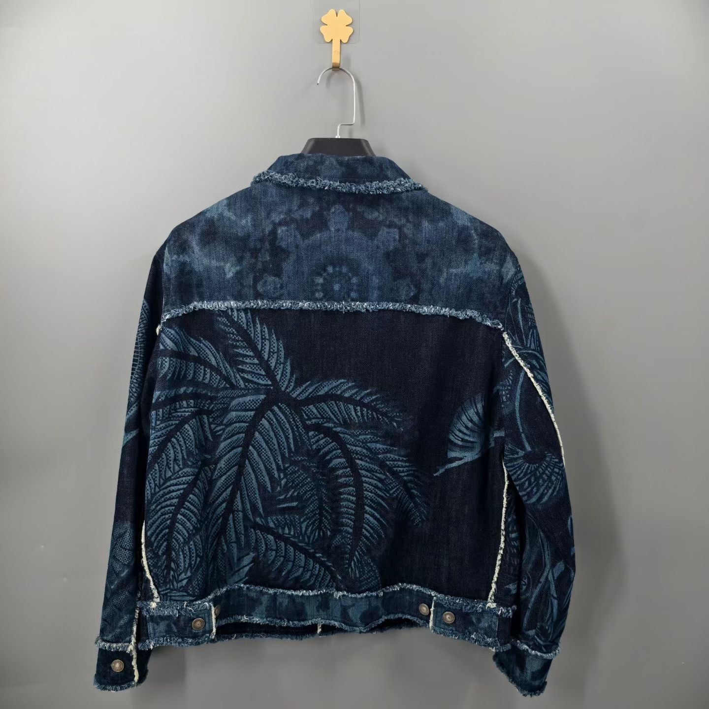 Dior Dior Distressed Fringe Jungle Print Denim Jacket Size US XXS / EU 40 - 2 Thumbnail