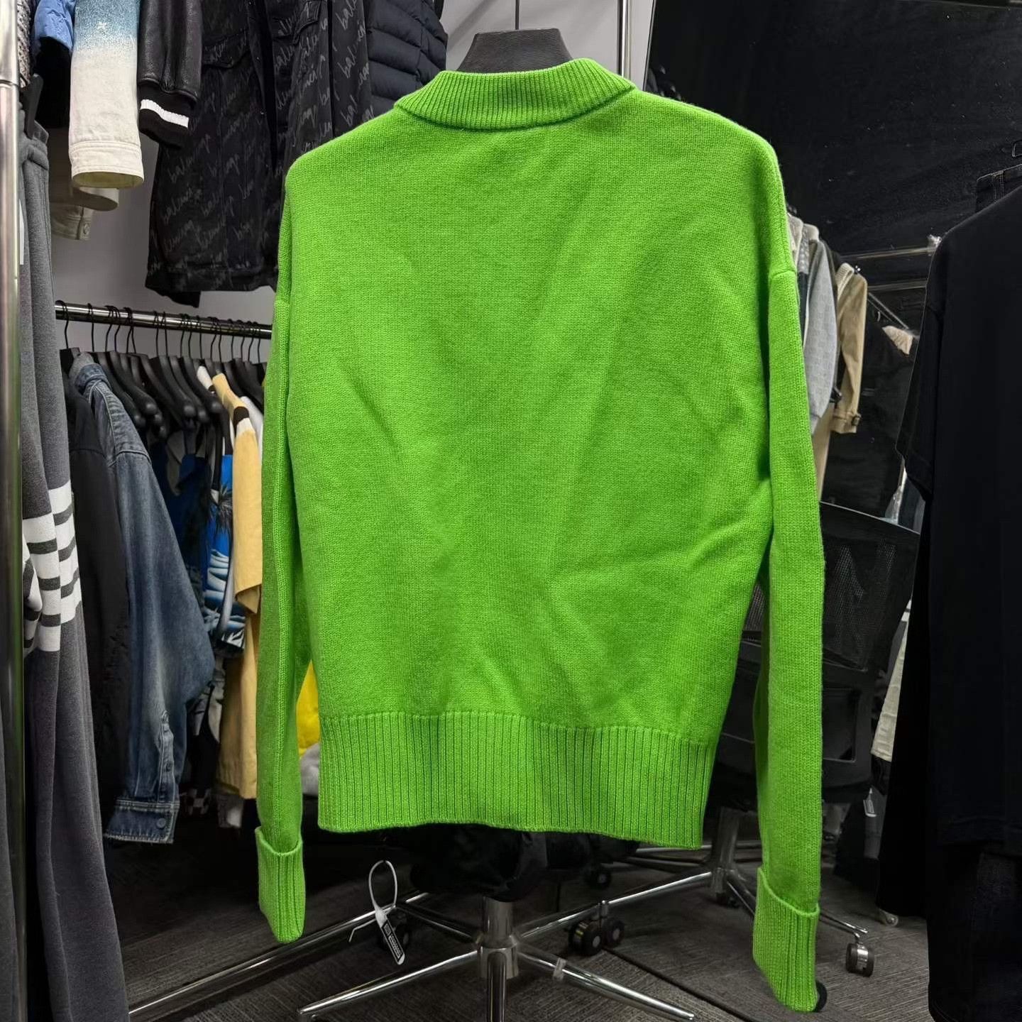 AMI Ami Avocado Green Wool Knit Cardigan Size M / US 6-8 / IT 42-44 - 2 Thumbnail