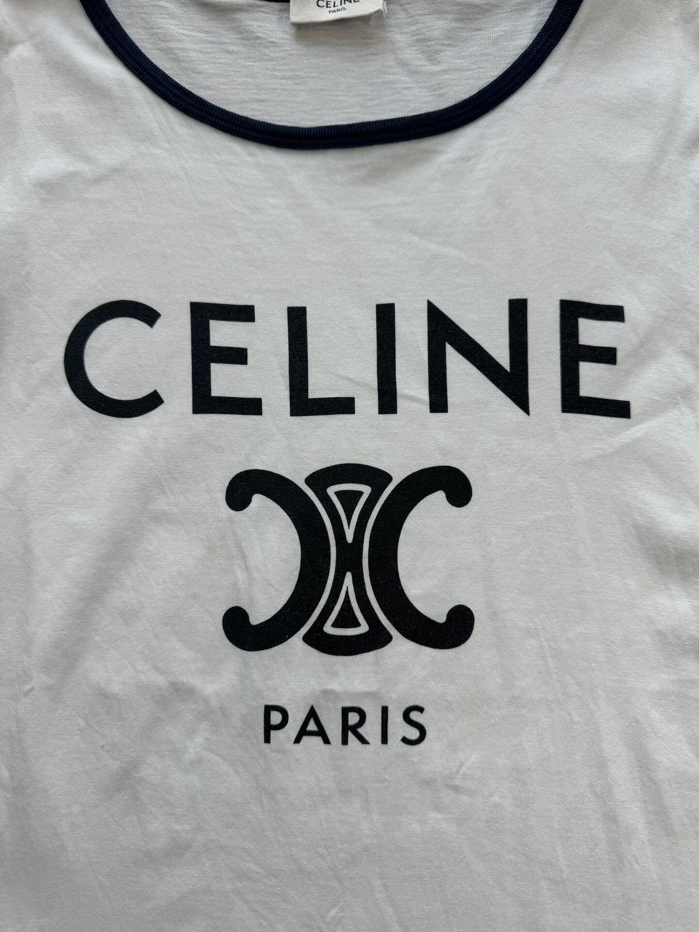 Celine Celine White Triomphe Short Sleeve Size M / US 6-8 / IT 42-44 - 5 Thumbnail