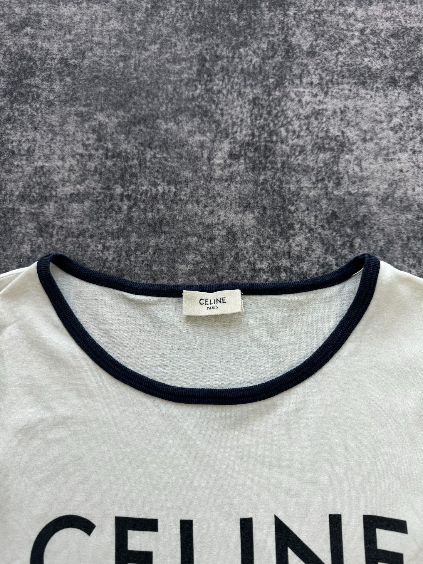 Celine Celine White Triomphe Short Sleeve Size M / US 6-8 / IT 42-44 - 4 Thumbnail