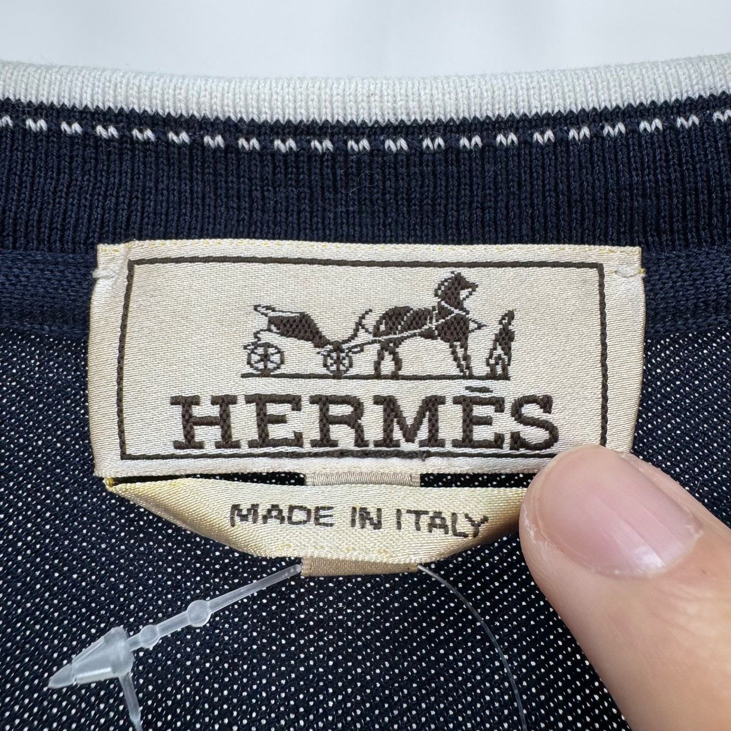 Hermes Hermes Blue Short-Sleeve Top White Collar Size US M / EU 48-50 / 2 - 5 Thumbnail