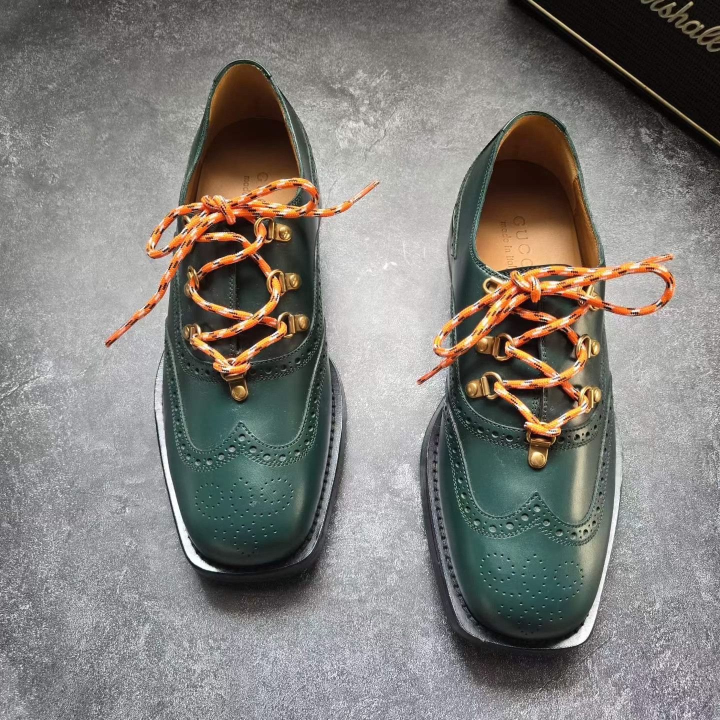 Gucci Gucci Green Embossed Leather Shoes Size US 8 / EU 41 - 2 Thumbnail