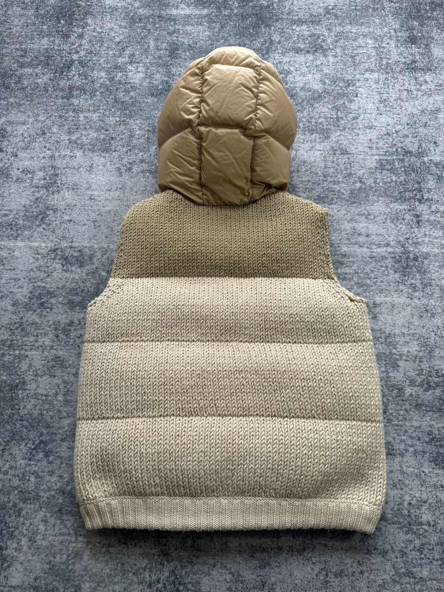 Moncler Moncler Beige Knitted Wool Spliced Down Vest Size US S / EU 44-46 / 1 - 2 Thumbnail