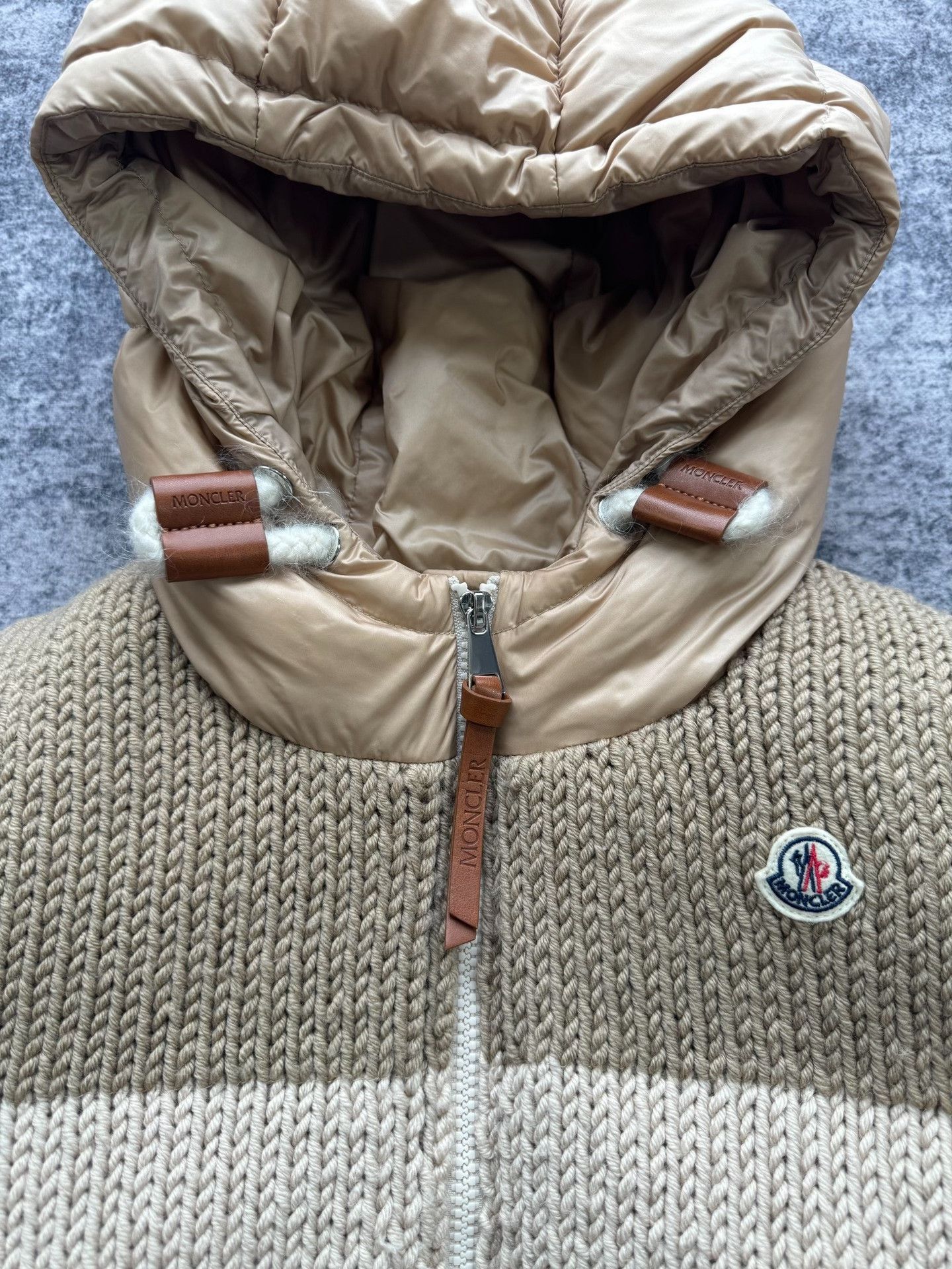 Moncler Moncler Beige Knitted Wool Spliced Down Vest Size US S / EU 44-46 / 1 - 3 Thumbnail