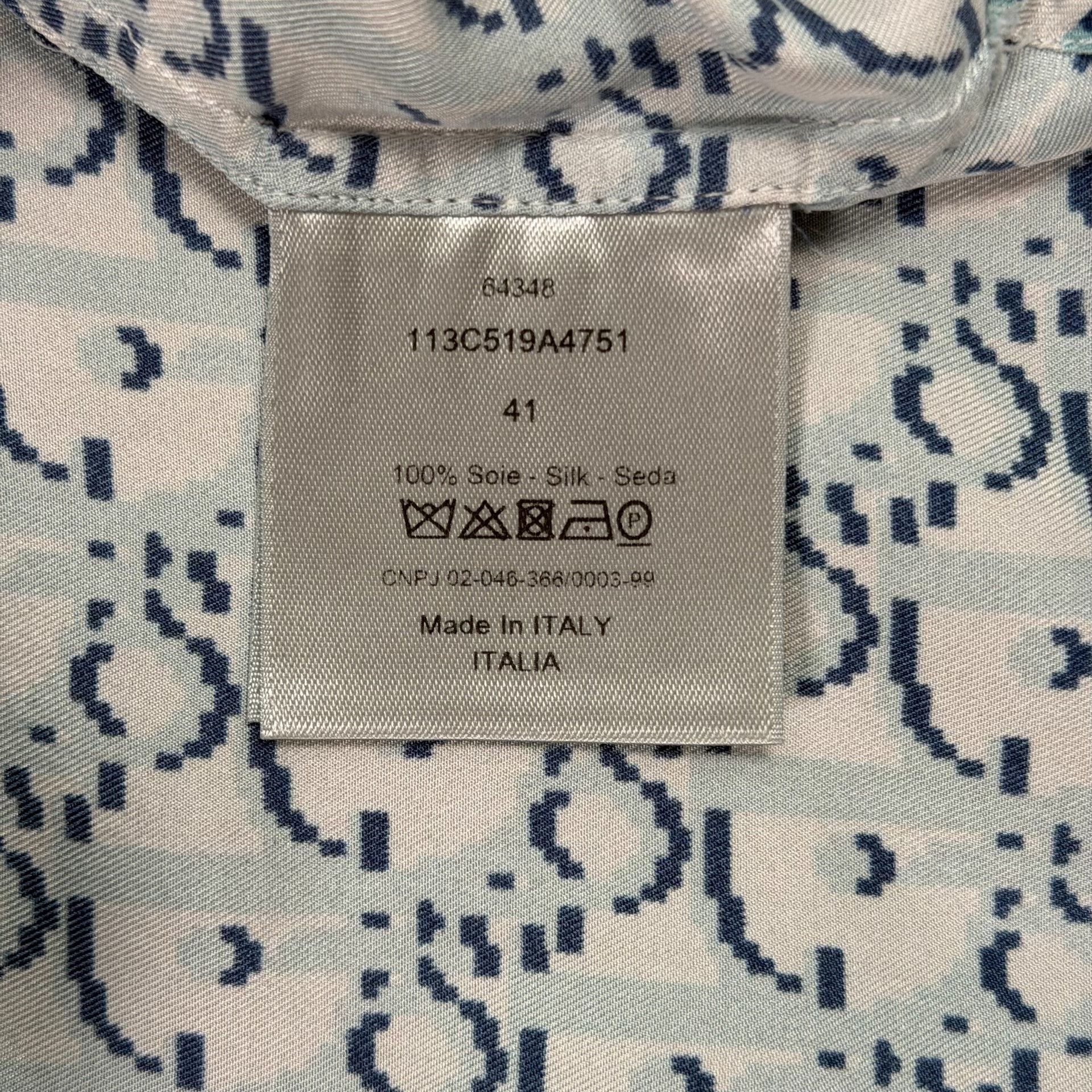 Dior Dior Pixel Oblique Silk Short Sleeve Shirt US L Size US L / EU 52-54 / 3 - 6 Thumbnail