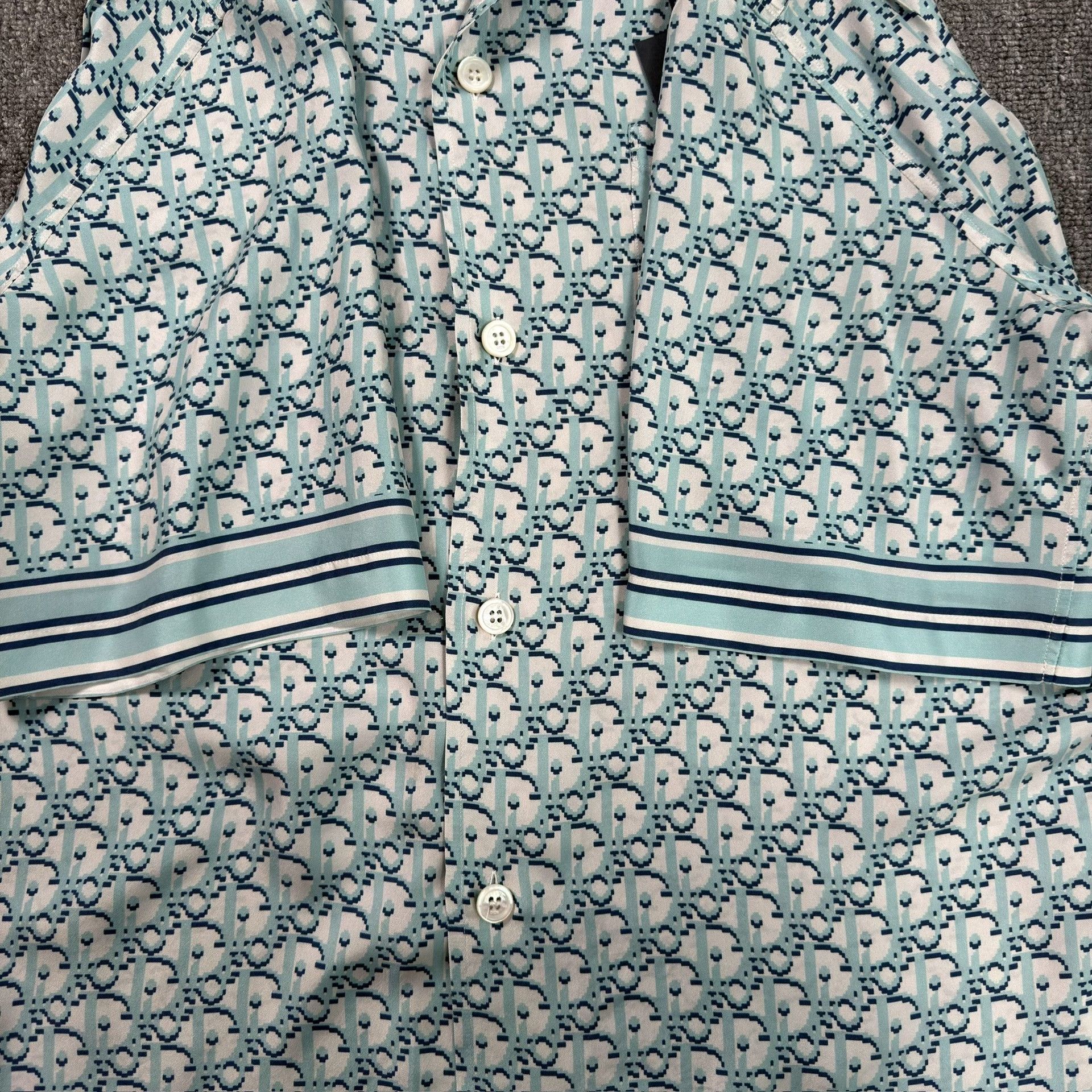 Dior Dior Pixel Oblique Silk Short Sleeve Shirt US L Size US L / EU 52-54 / 3 - 4 Thumbnail