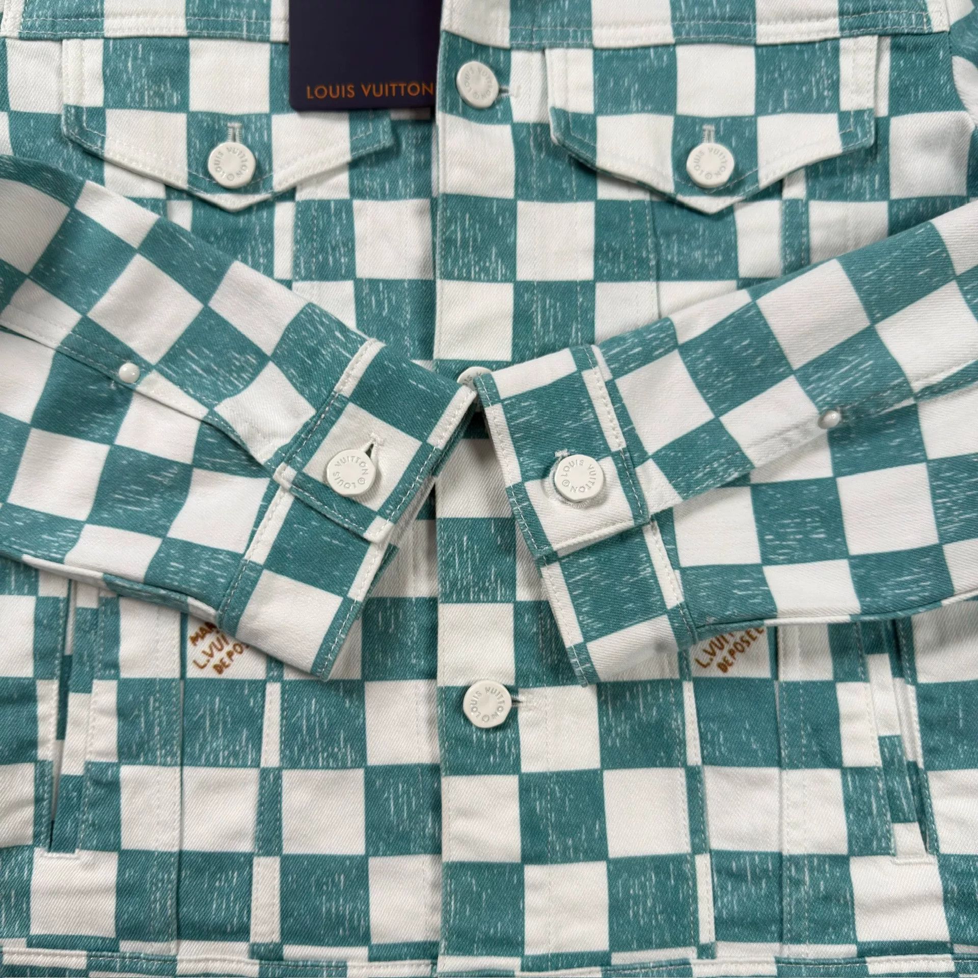 Louis Vuitton Louis Vuitton Green Damier Check Denim Jacket 46 Size US S / EU 44-46 / 1 - 3 Thumbnail