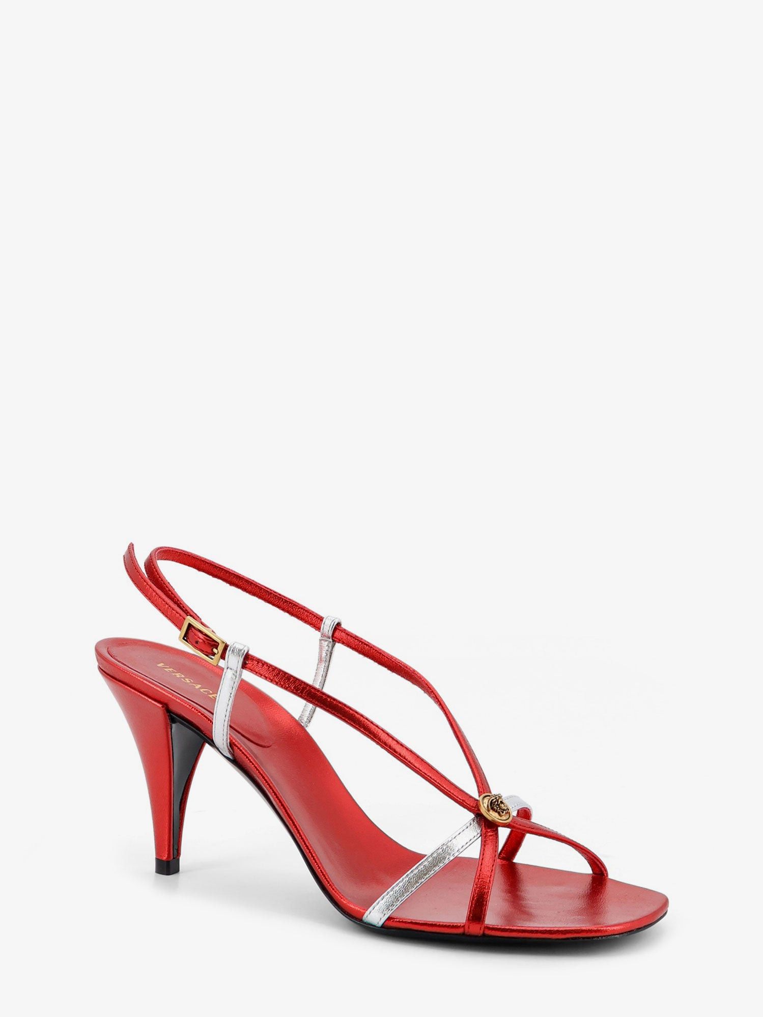 Versace Metallic Leather Sandals With Medusa Logo On The Front Size US 7 / IT 37 - 2 Thumbnail
