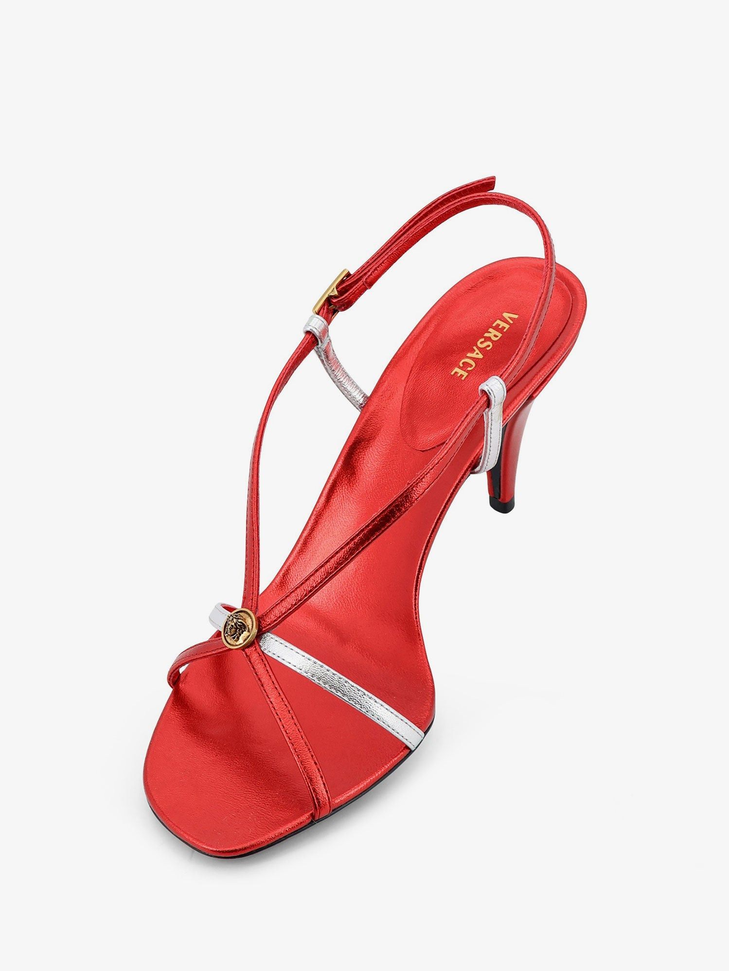 Versace Metallic Leather Sandals With Medusa Logo On The Front Size US 7 / IT 37 - 4 Thumbnail