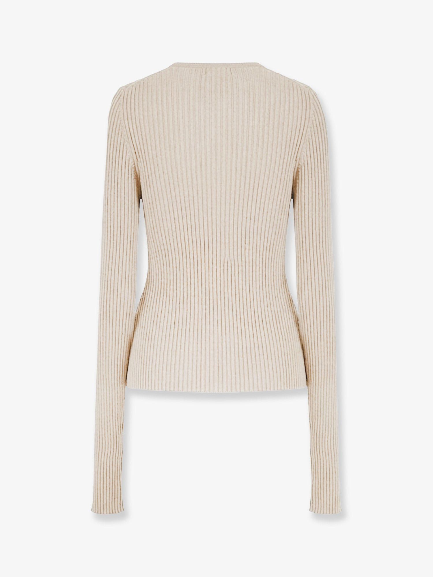 Nude Ribbed Cotton Blend Sweater Size M / US 6-8 / IT 42-44 - 2 Thumbnail