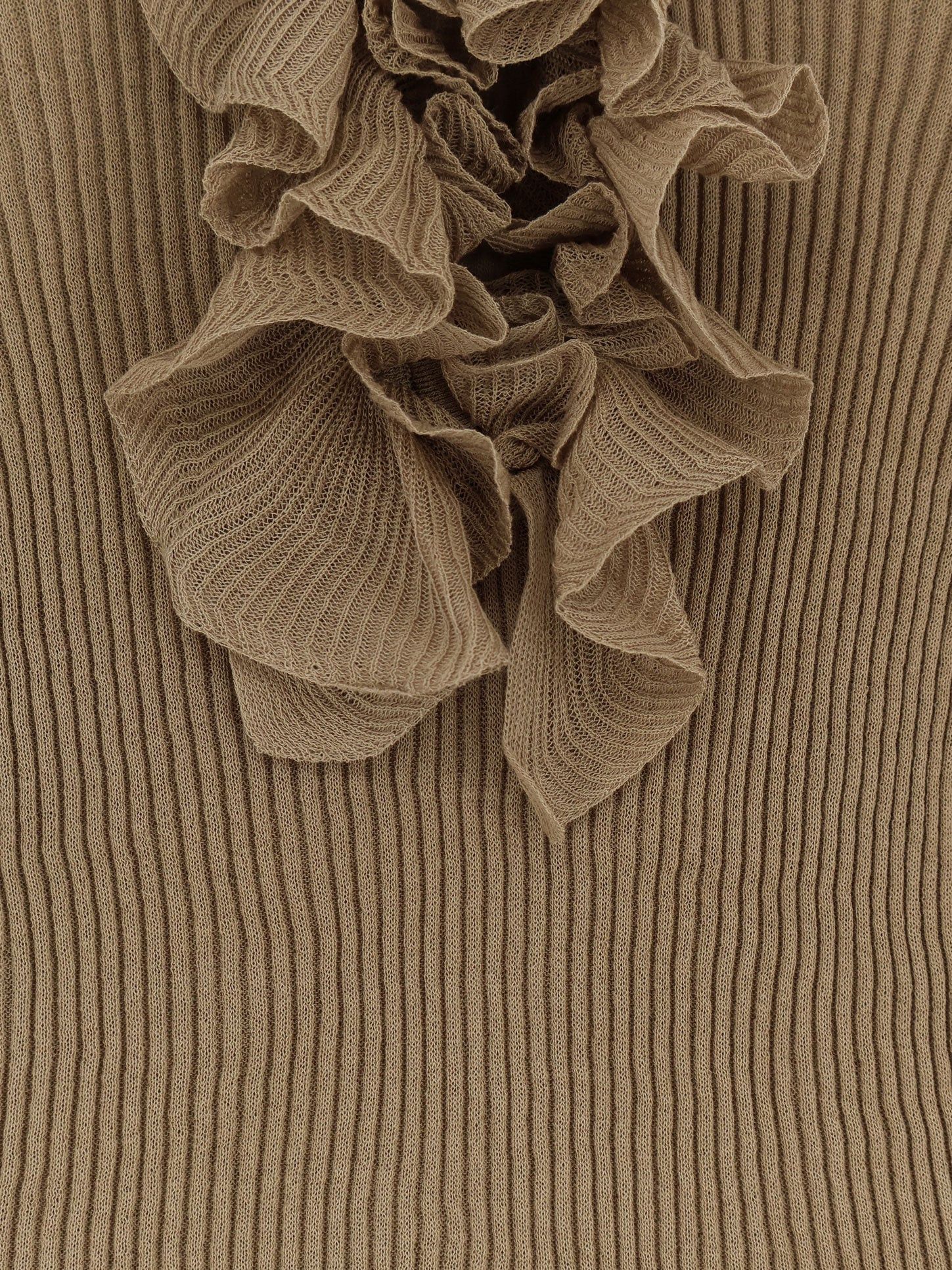 Nude Ribbed Cotton Blend Sweater Size S / US 4 / IT 40 - 3 Thumbnail