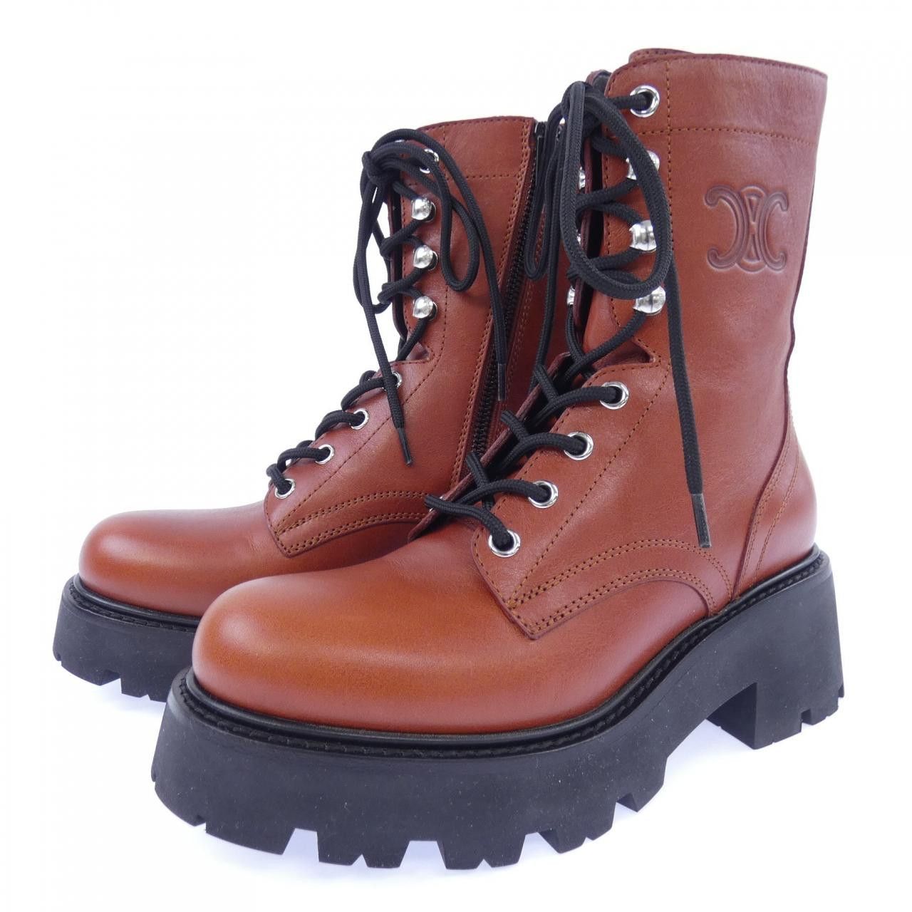 Celine Celine CELINE Triomphe Ranger Mid Lace Up Calf Leather Boots Leather Shoes 357583579C DUTY FREE for USA Size ONE SIZE - 3 Thumbnail