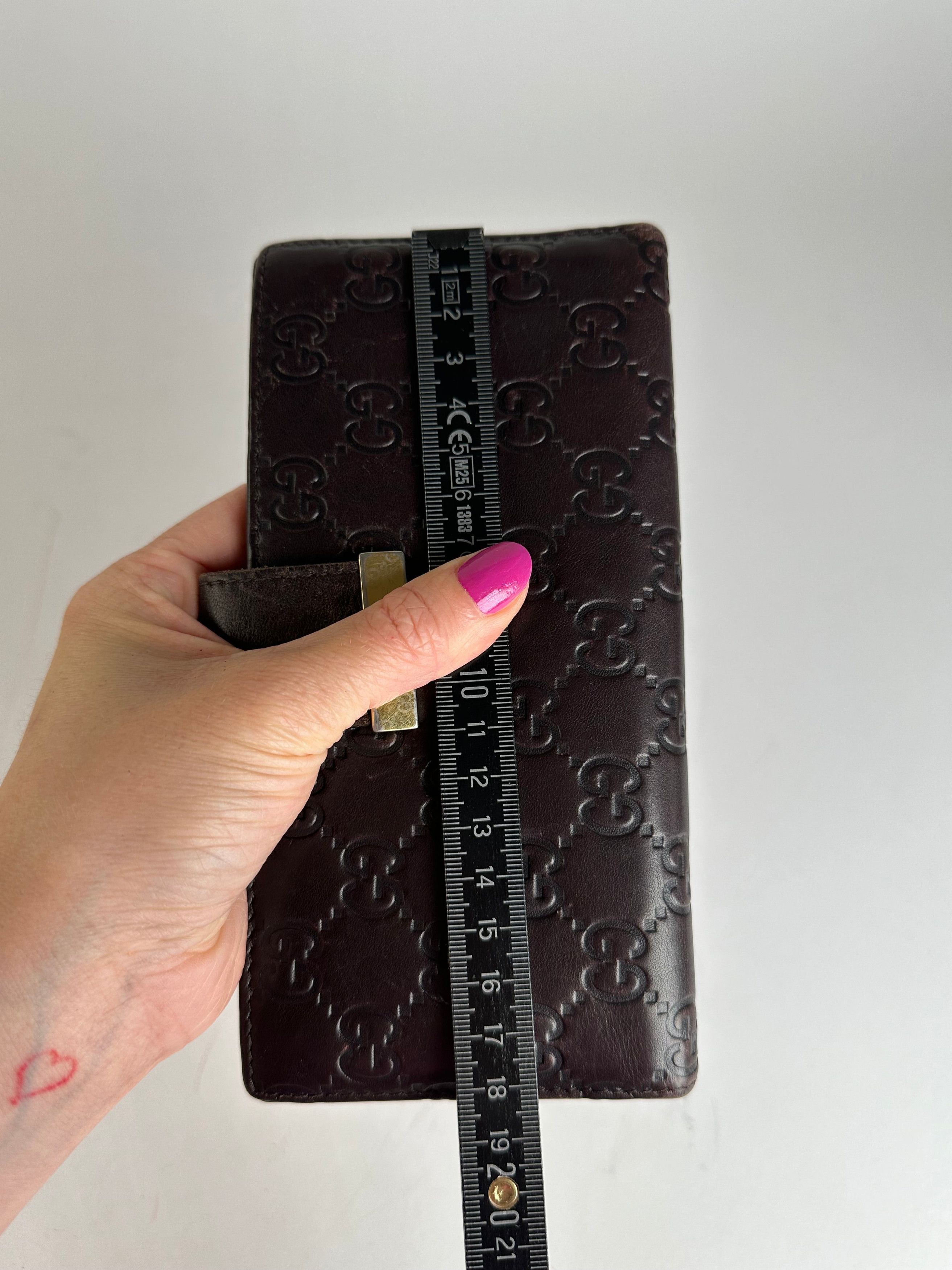 Gucci Vintage Leather Monogram Long Wallet Brown Size ONE SIZE - 6 Thumbnail