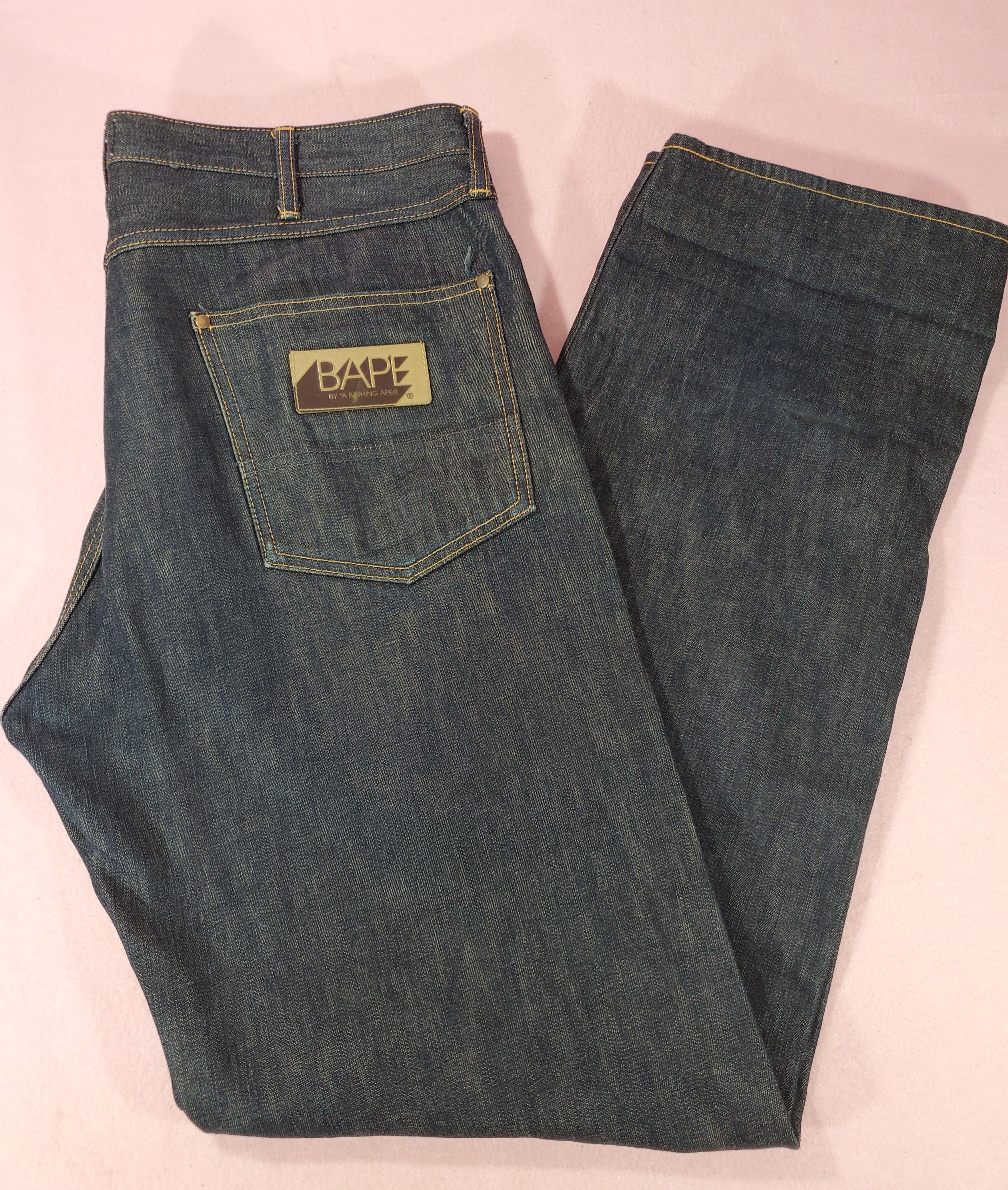 Bape Bape Twinsta STA Yellow Print Dark Denim Jeans XL Bapesta Size US 38 / EU 54 - 7 Preview
