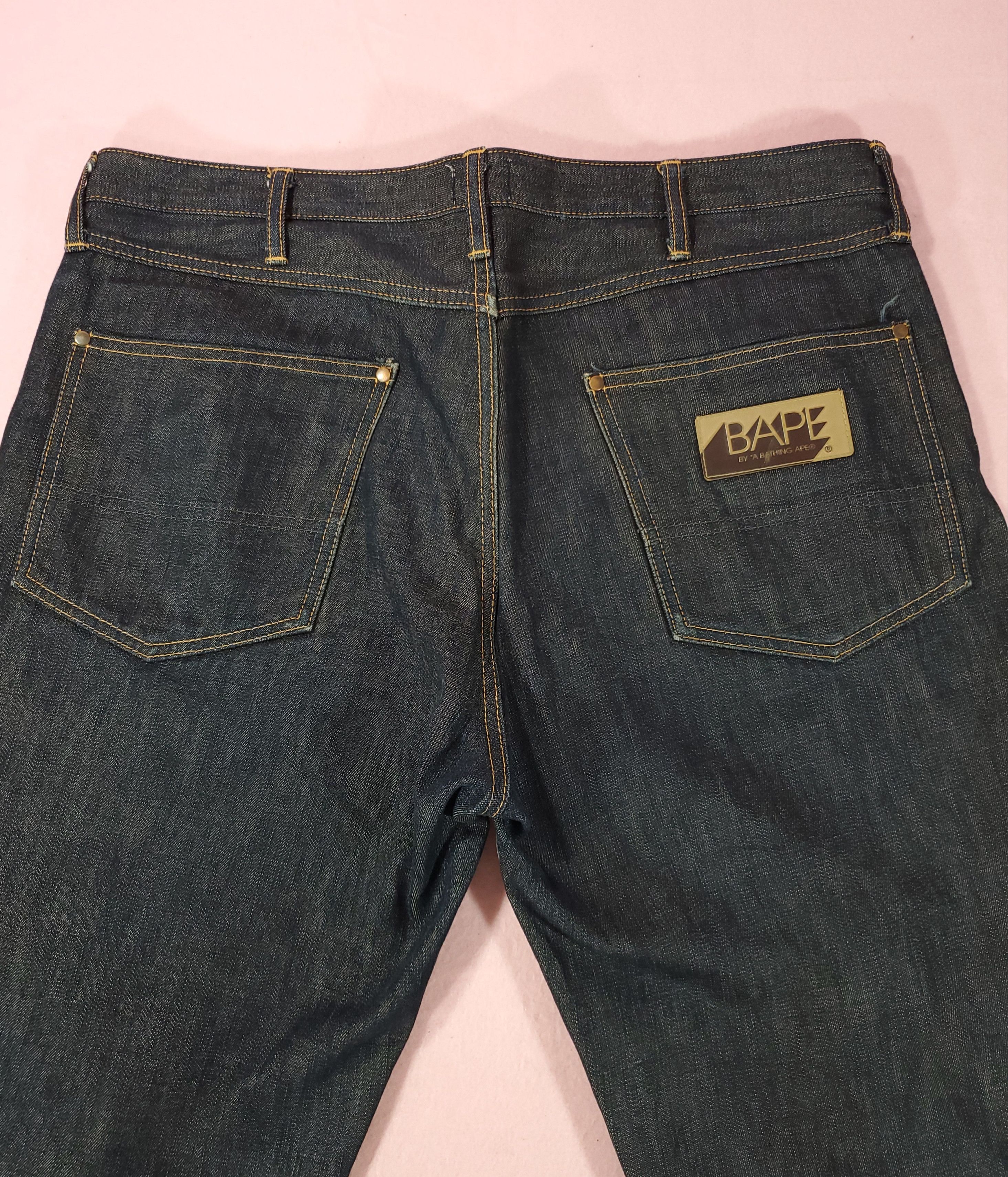 Bape Bape Twinsta STA Yellow Print Dark Denim Jeans XL Bapesta Size US 38 / EU 54 - 5 Thumbnail