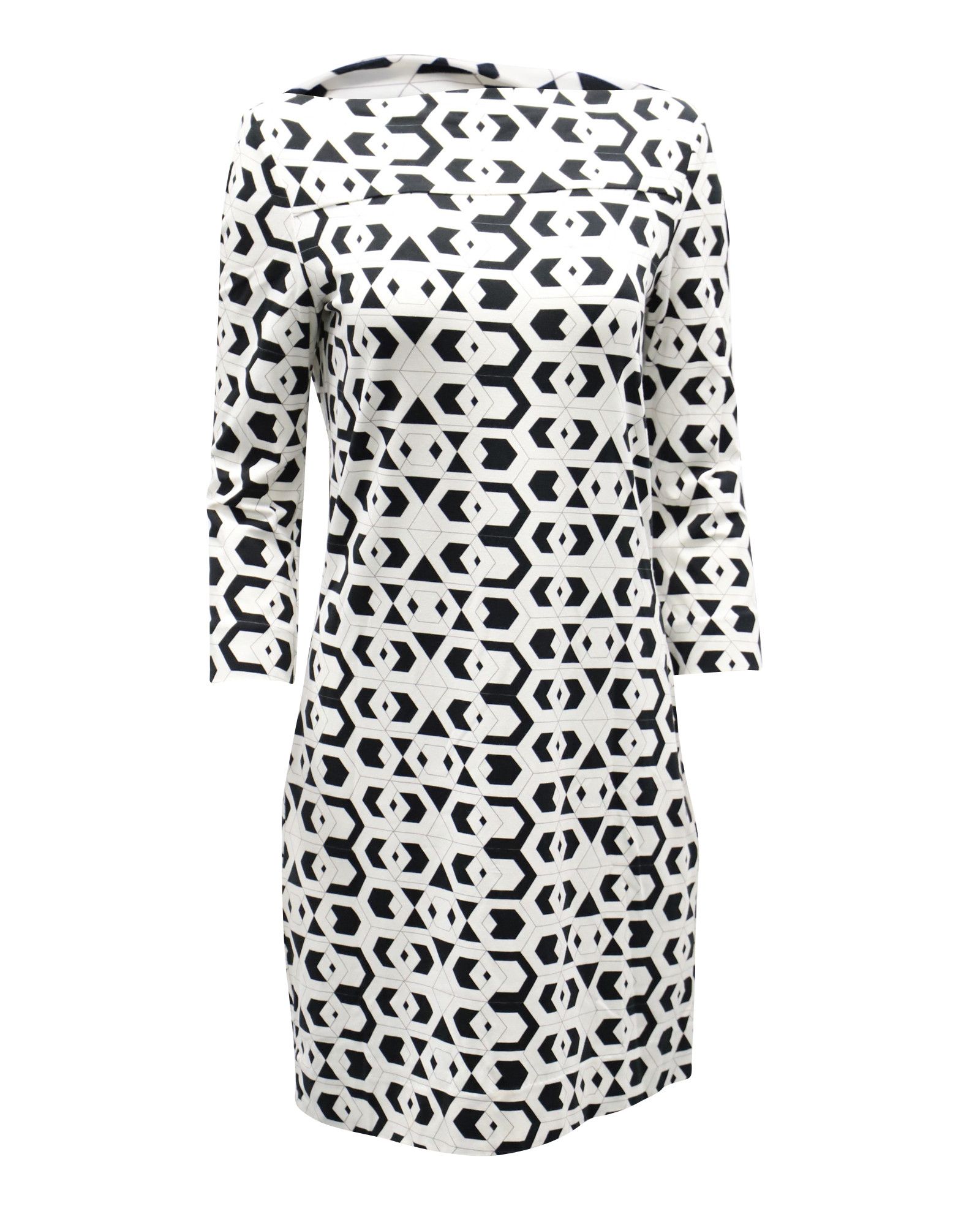 Diane von Furstenberg Diane Von Furstenberg Geometric Print Dress in Black Viscose Size 26" / US 2 / IT 38 - 2 Thumbnail