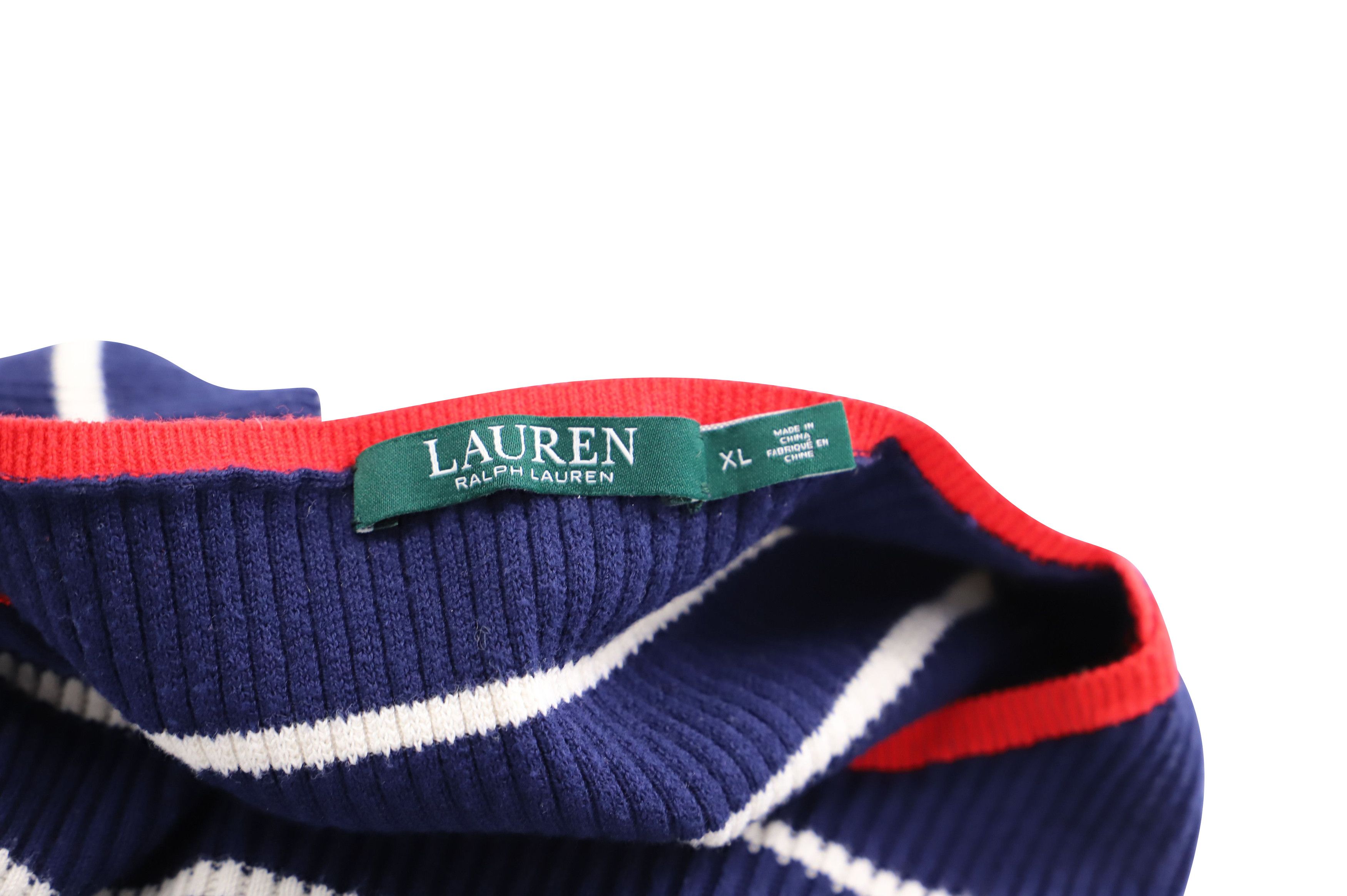 Lauren Ralph Lauren Lauren Ralph Lauren Stripe Ribbed Sweater in Navy Blue Cotto Size XL / US 12-14 / IT 48-50 - 4 Thumbnail