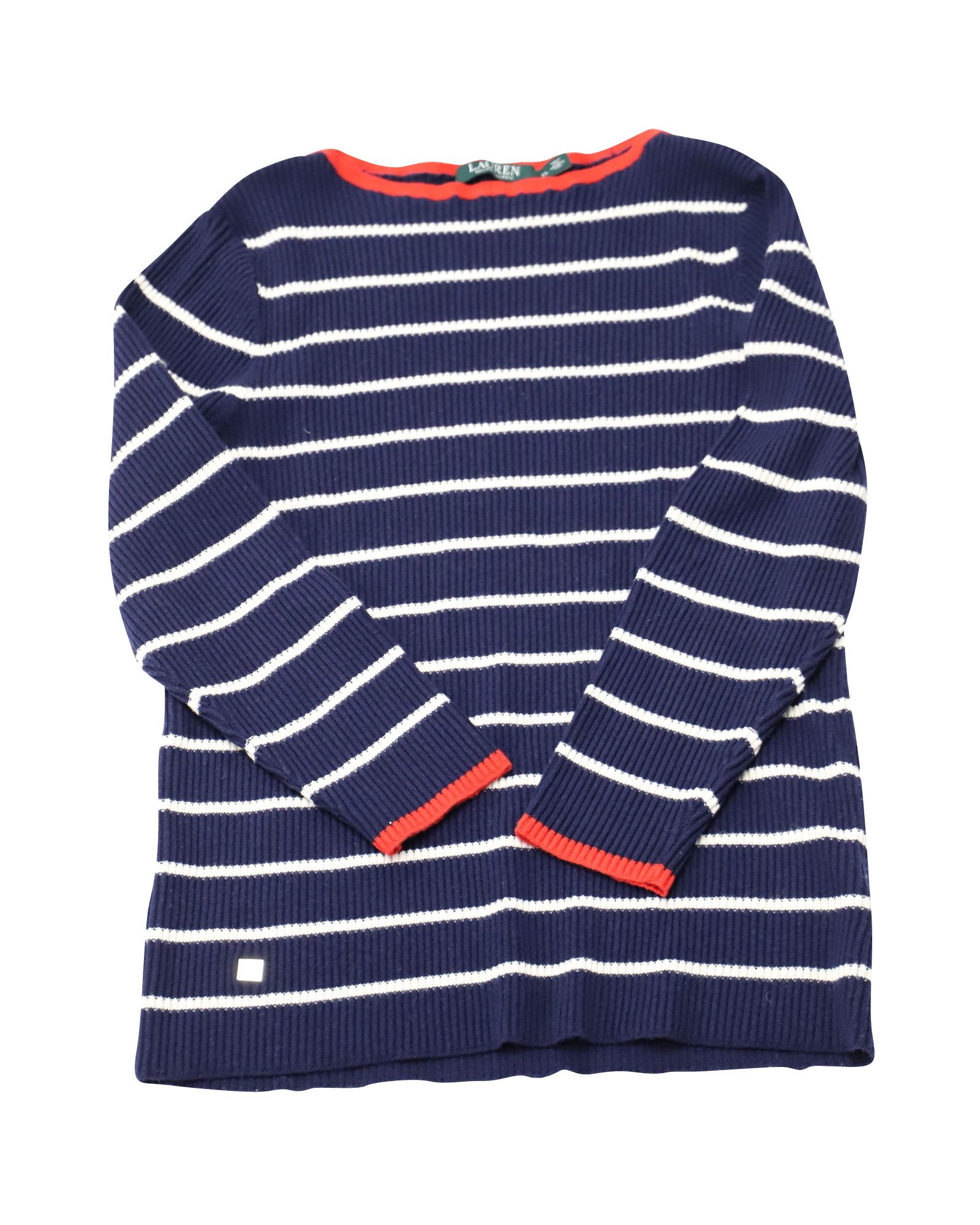 Lauren Ralph Lauren Lauren Ralph Lauren Stripe Ribbed Sweater in Navy Blue Cotto Size XL / US 12-14 / IT 48-50 - 3 Thumbnail