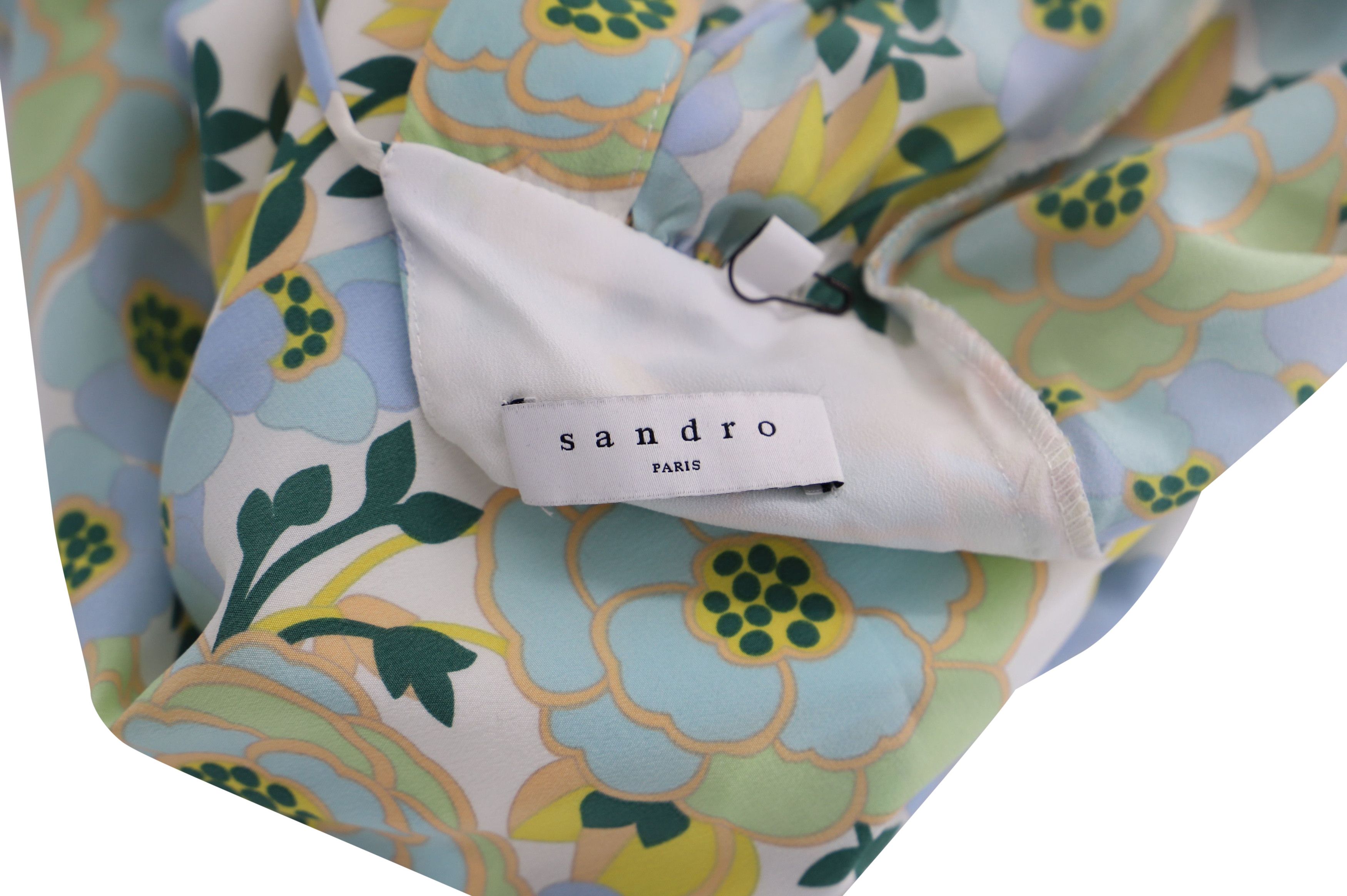 Sandro Sandro Paris Bell Sleeve V-neck Floral Midi Dress in Light B Size S / US 4 / IT 40 - 4 Thumbnail