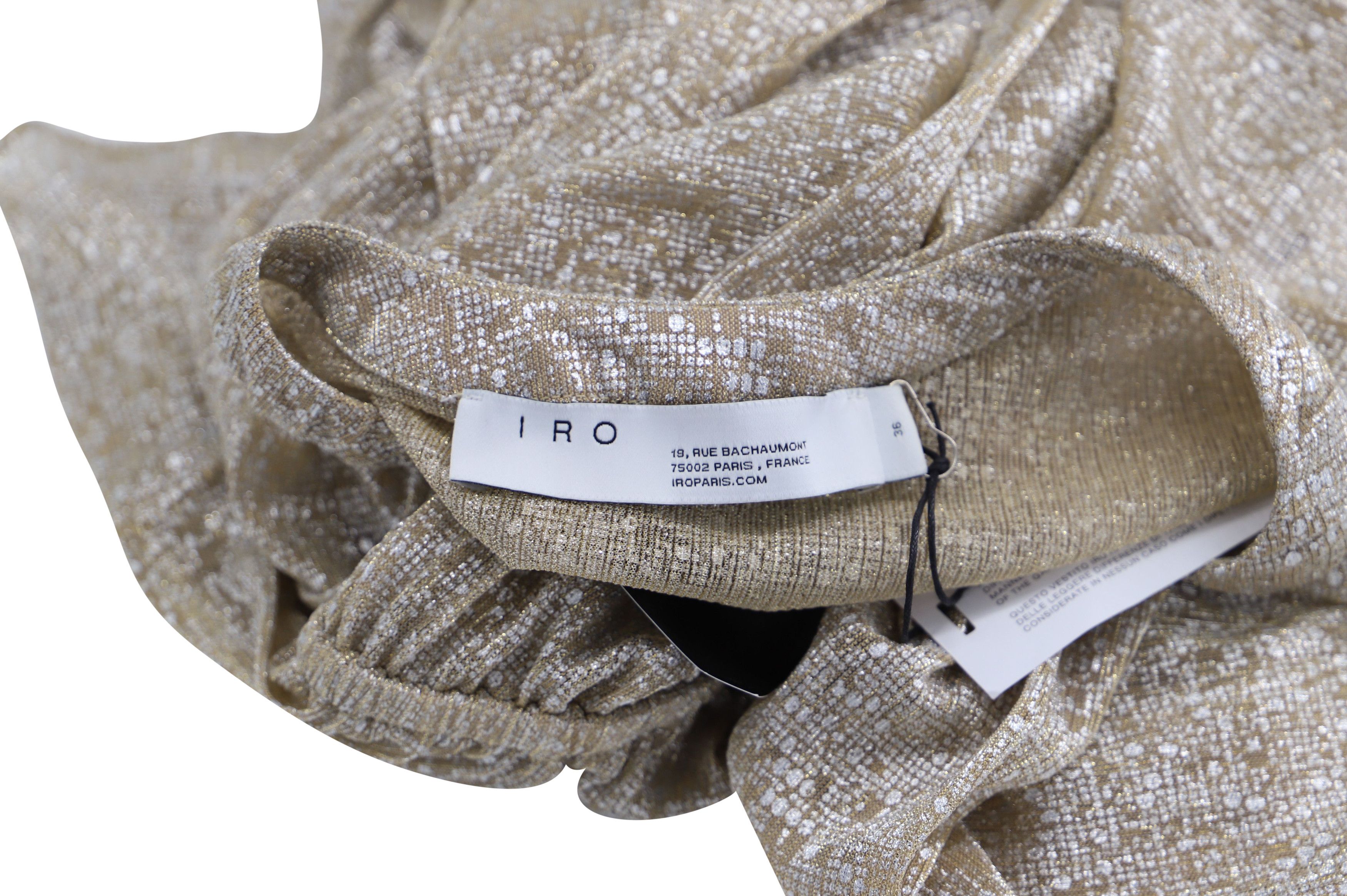 Iro Iro Spacious Tie-Front Metallic Long-Sleeve Top in Gold Poly Size XS / US 0-2 / IT 36-38 - 4 Thumbnail