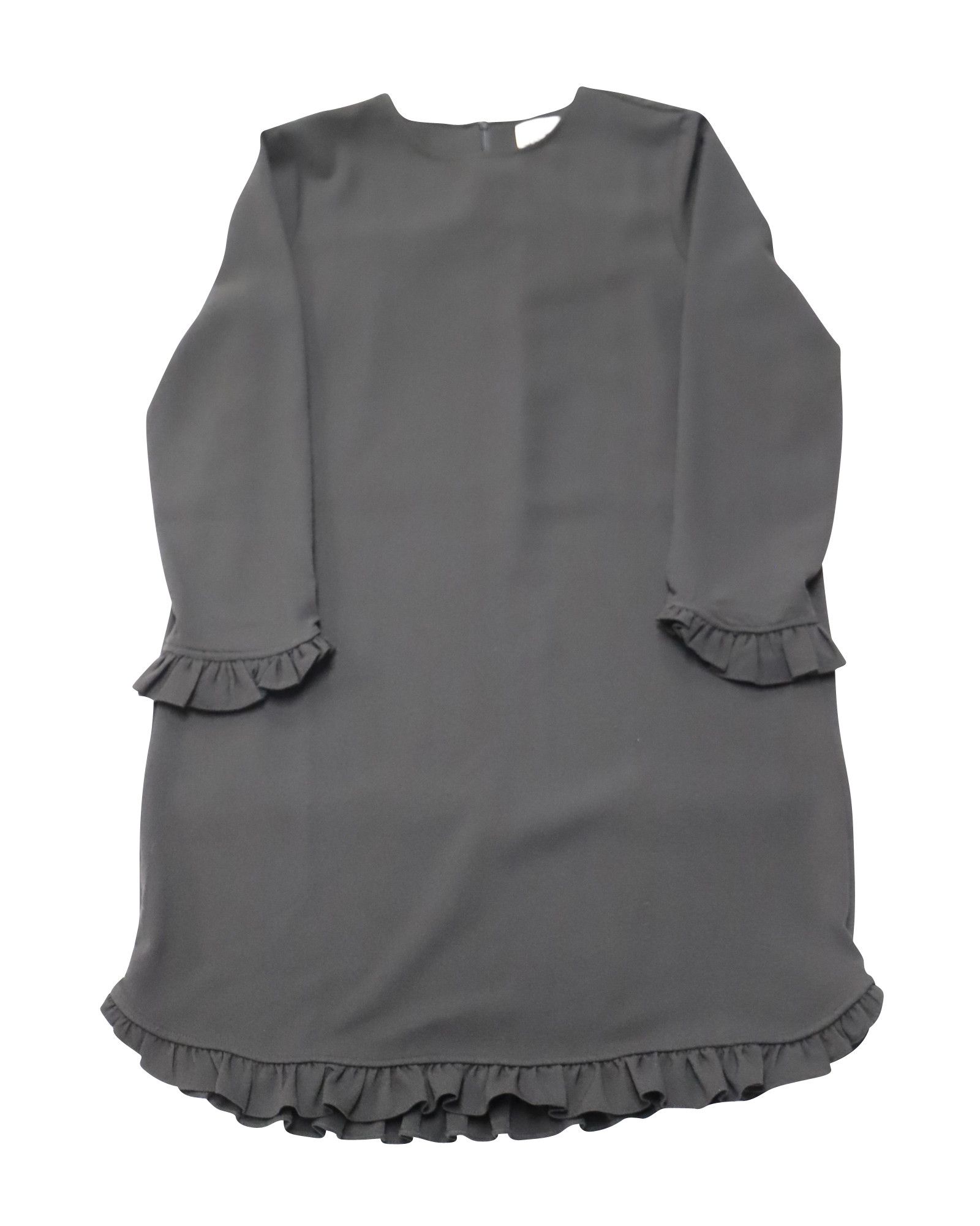 Ganni Ganni Ruffle-Trimmed Mini Dress in Black Polyester Size XS / US 0-2 / IT 36-38 - 3 Thumbnail