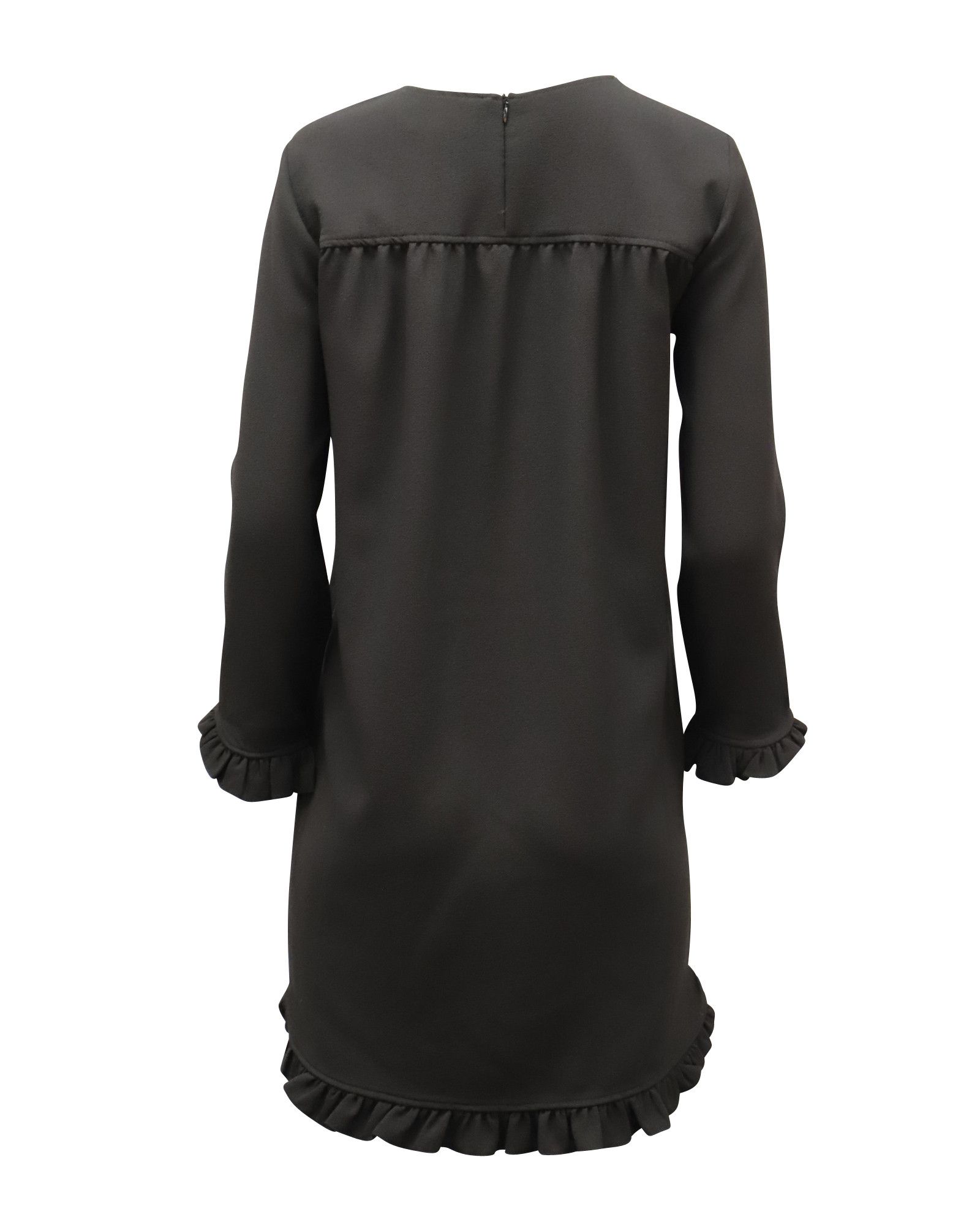 Ganni Ganni Ruffle-Trimmed Mini Dress in Black Polyester Size XS / US 0-2 / IT 36-38 - 2 Thumbnail