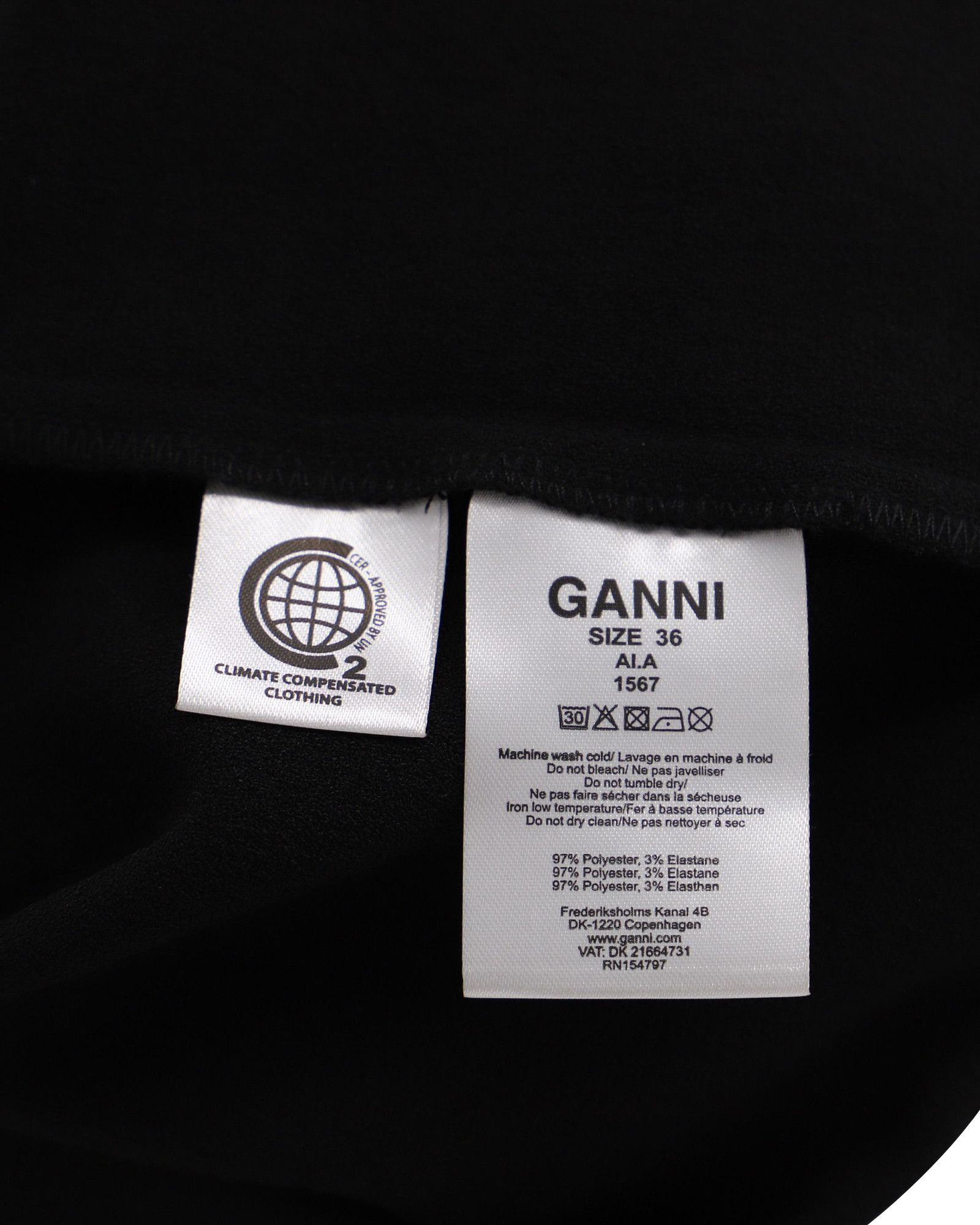 Ganni Ganni Ruffle-Trimmed Mini Dress in Black Polyester Size XS / US 0-2 / IT 36-38 - 6 Thumbnail