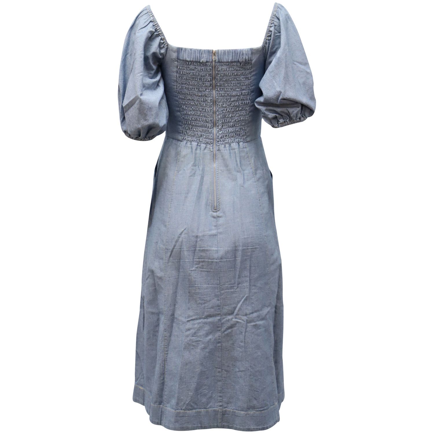 Sea New York Sea New York Puffy Sleeve Shirred Dress in Light Blue Cotton Size S / US 4 / IT 40 - 2 Thumbnail