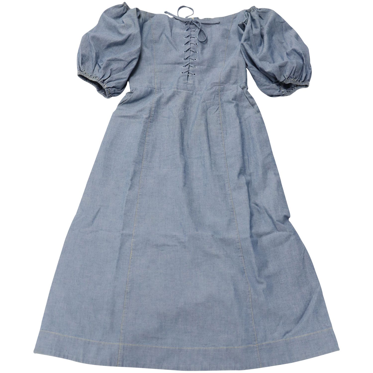 Sea New York Sea New York Puffy Sleeve Shirred Dress in Light Blue Cotton Size S / US 4 / IT 40 - 3 Thumbnail