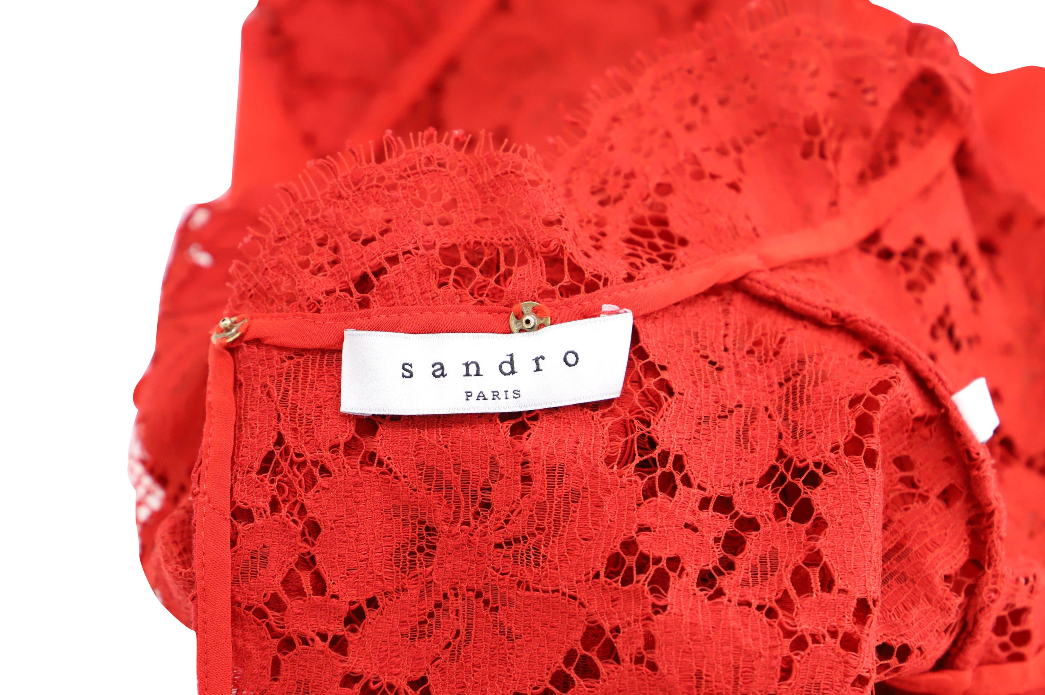 Sandro Sandro Paris Sleeveless Lace Blouse in Red Silk Size S / US 4 / IT 40 - 4 Thumbnail
