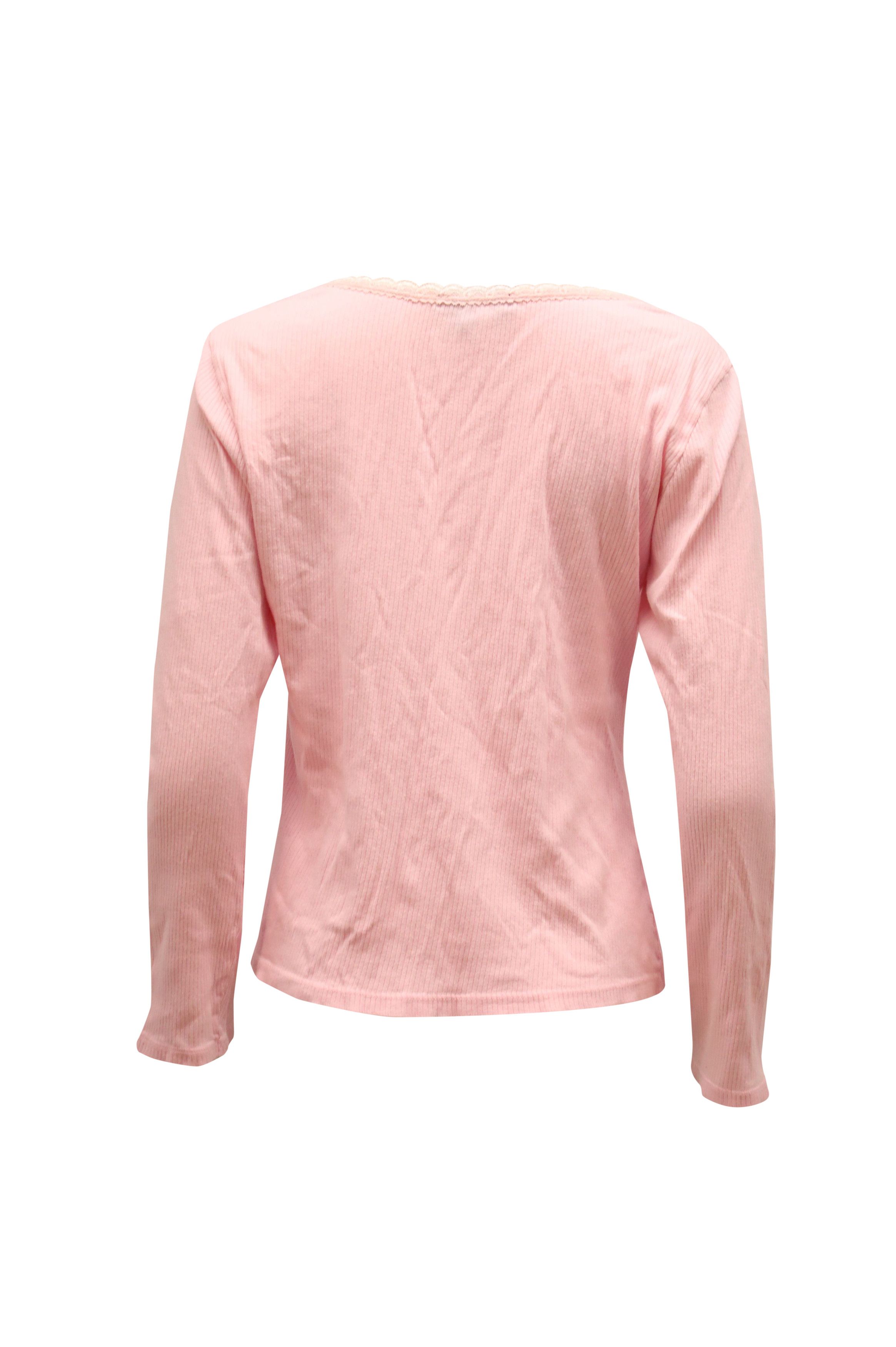 Ralph Lauren Ralph Lauren Lace Trimmed Scoop Neck Sweater in Pink Cotton Size L / US 10 / IT 46 - 2 Thumbnail