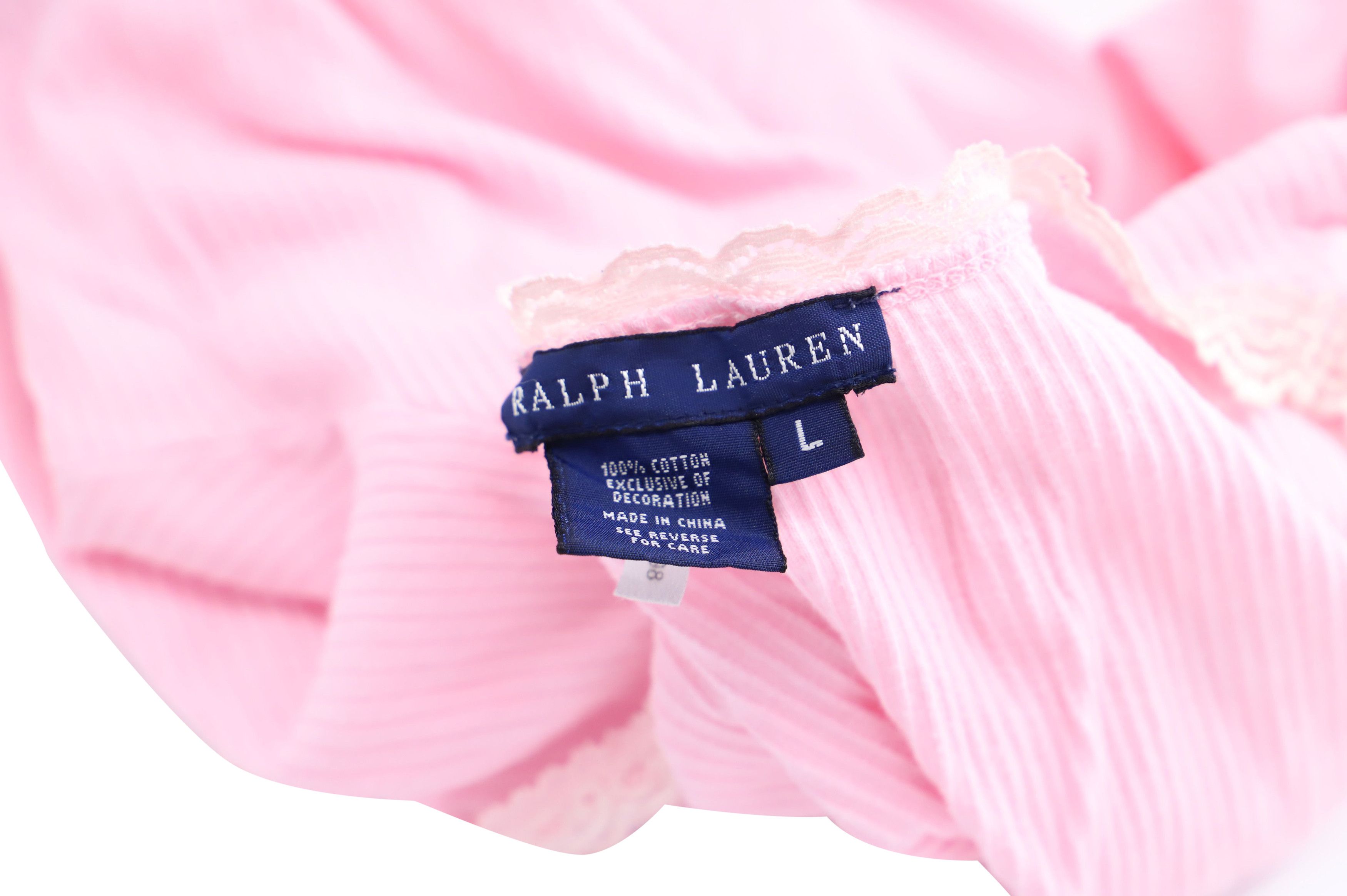 Ralph Lauren Ralph Lauren Lace Trimmed Scoop Neck Sweater in Pink Cotton Size L / US 10 / IT 46 - 4 Thumbnail