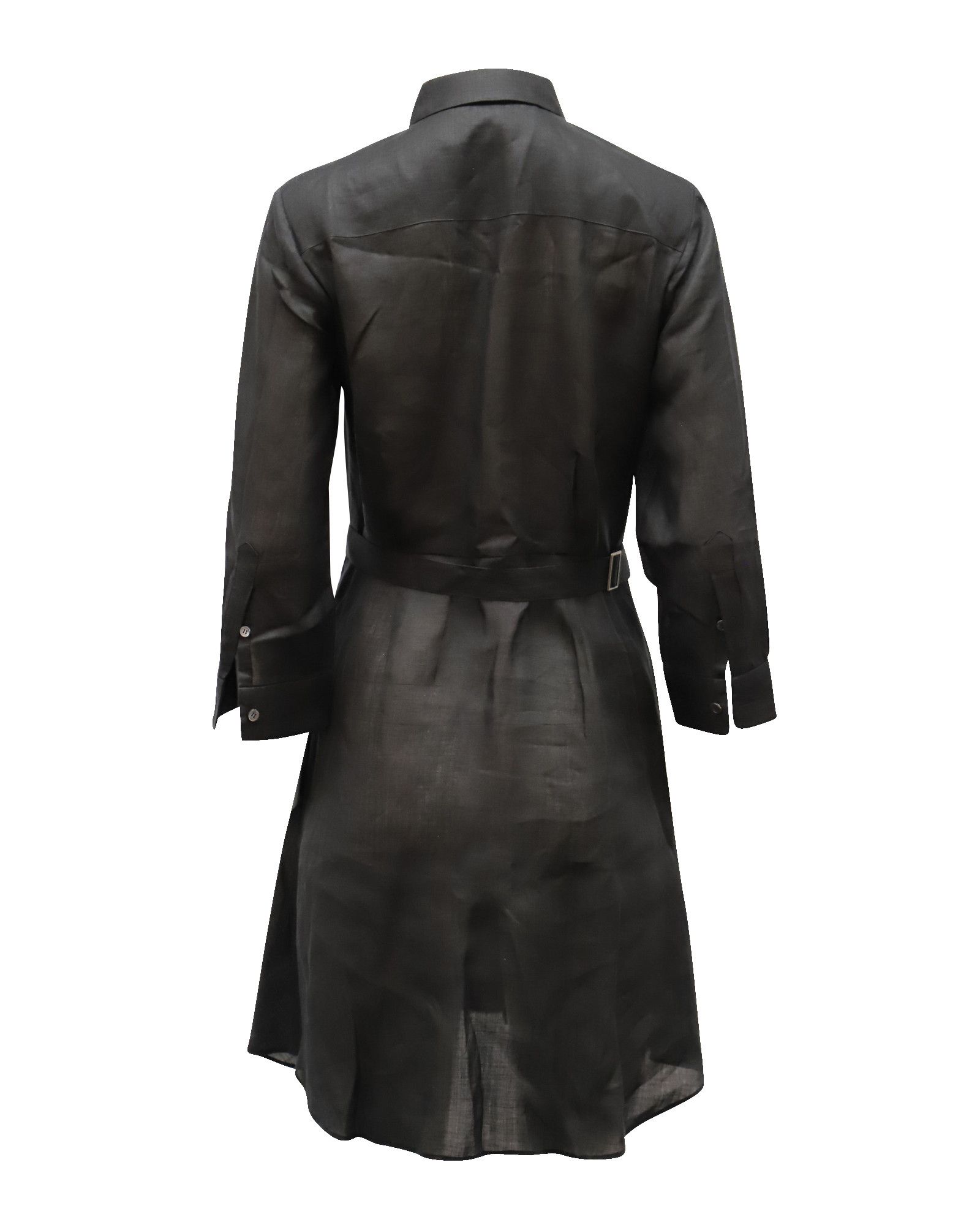 Theory Theory Belted Shirt Dress in Black Linen Size XS / US 0-2 / IT 36-38 - 2 Thumbnail