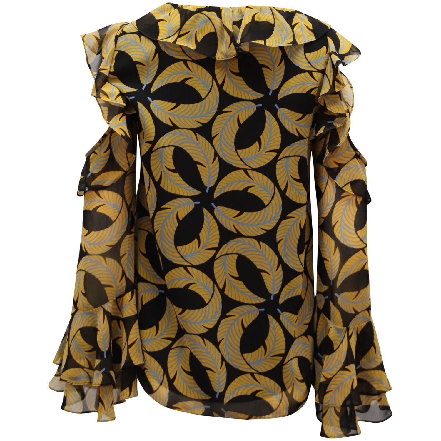 Diane von Furstenberg Diane Von Furstenberg Ruffled Blouse with Cut Out Shoulder B Size XS / US 0-2 / IT 36-38 - 2 Thumbnail