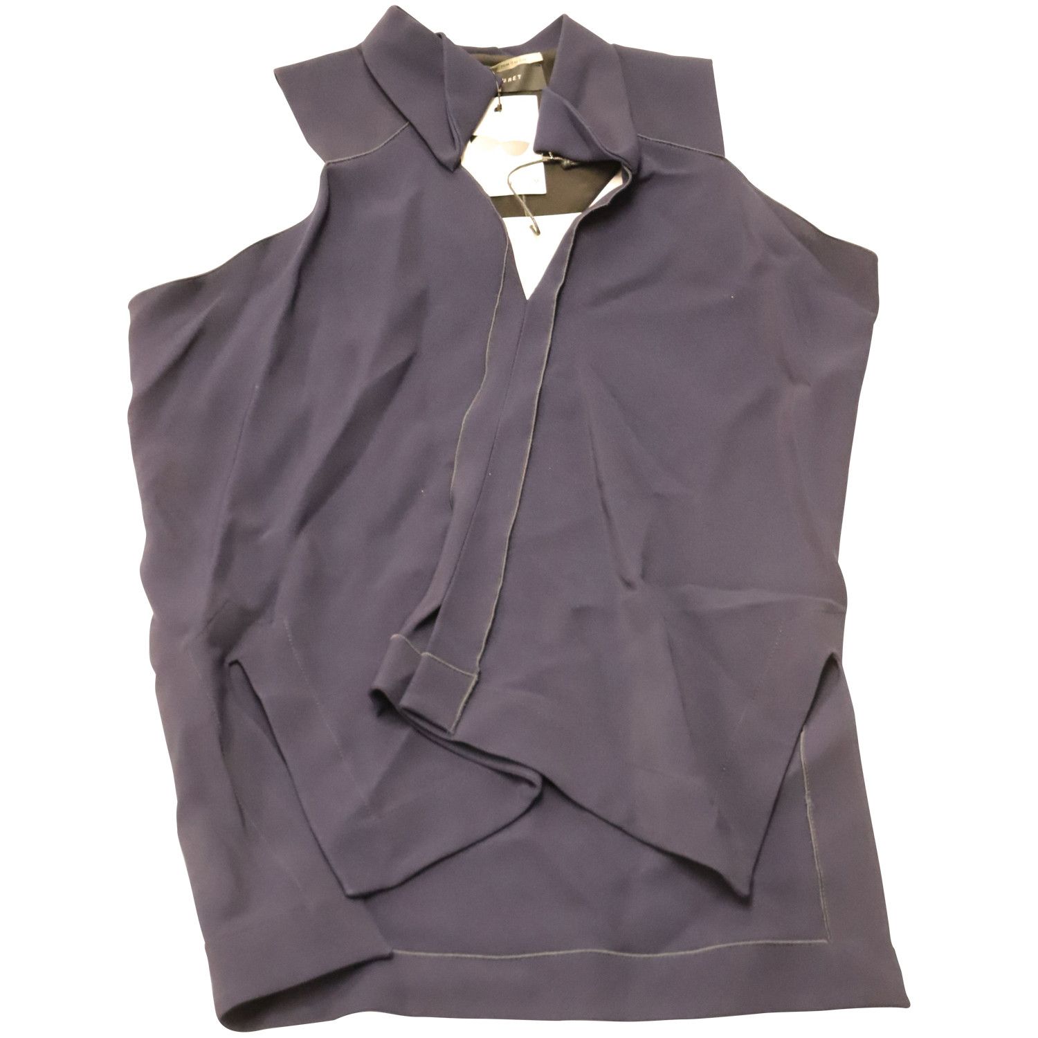 Roland Mouret Roland Mouret Sheer Sleeveless Top in Blue Silk Size S / US 4 / IT 40 - 3 Thumbnail