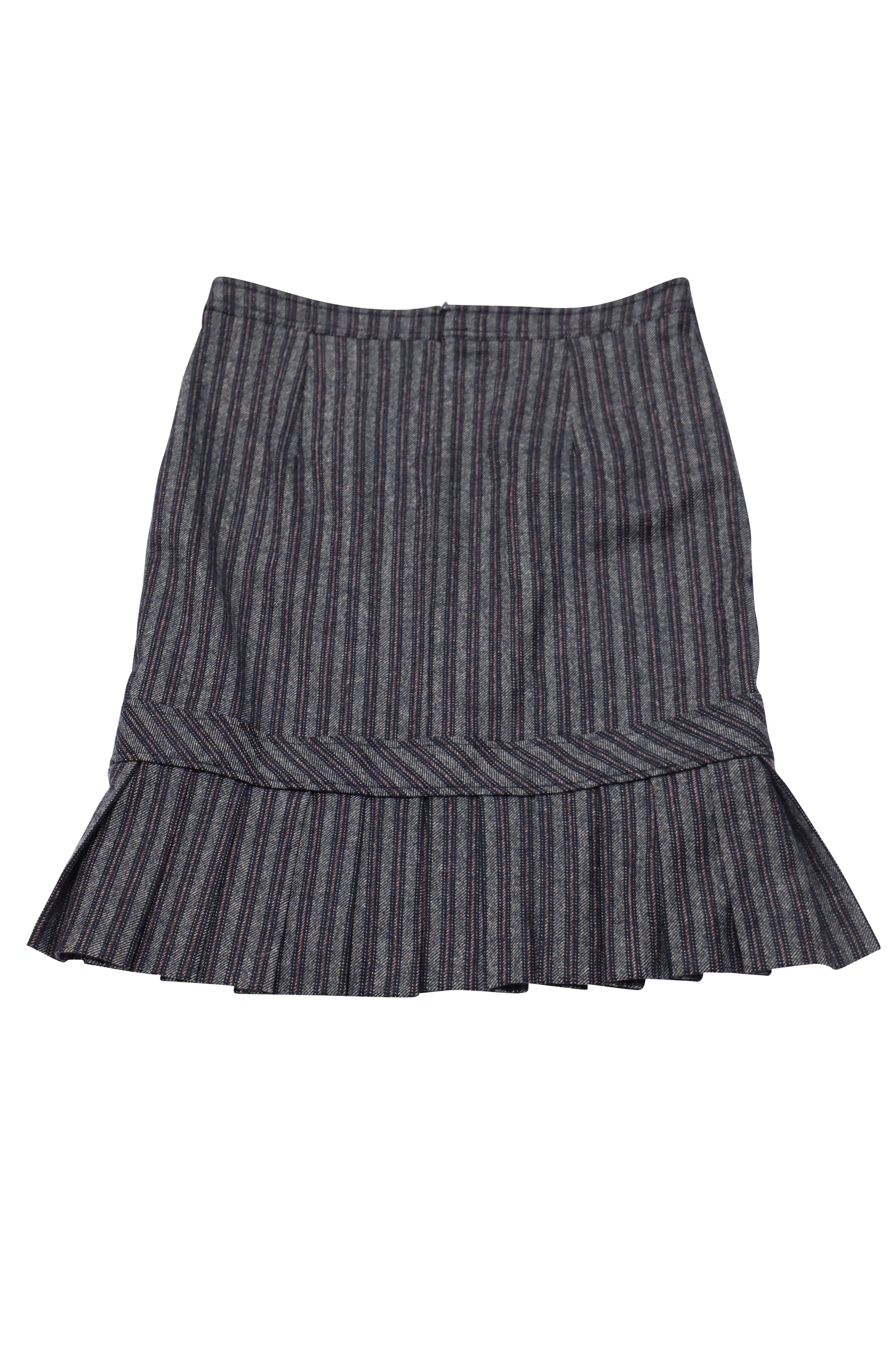 Max Mara Maxmara Ruffled Hem Skirt in Blue Wool Size 28" / US 6 / IT 42 - 2 Thumbnail