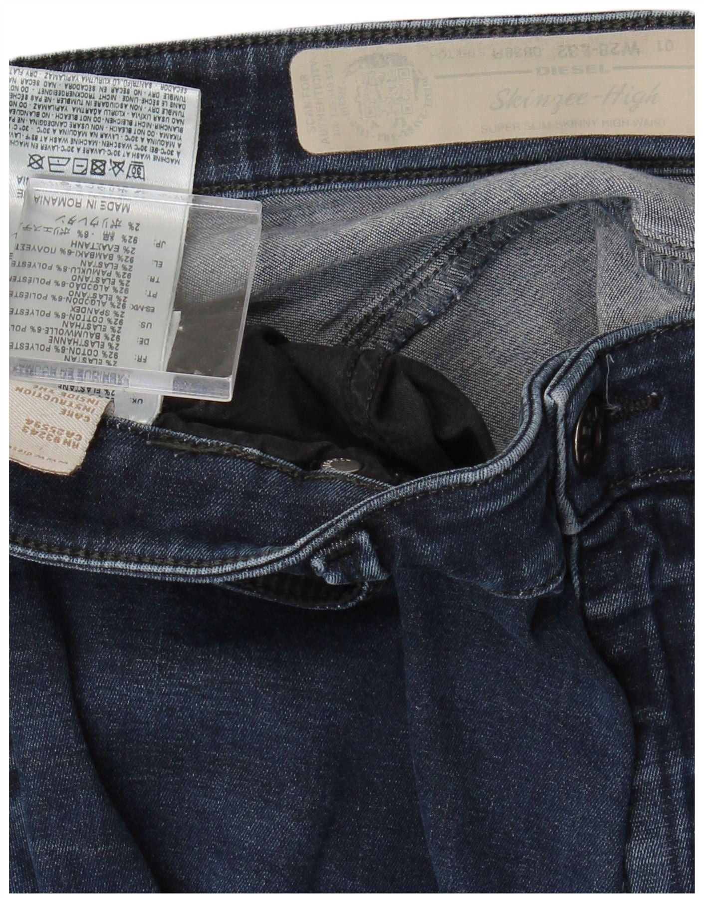 Diesel Womens Skinzee-high High Waist Super Slim Skinny Jeans W28 L Size 24" / US 00 / IT 34 - 5 Thumbnail