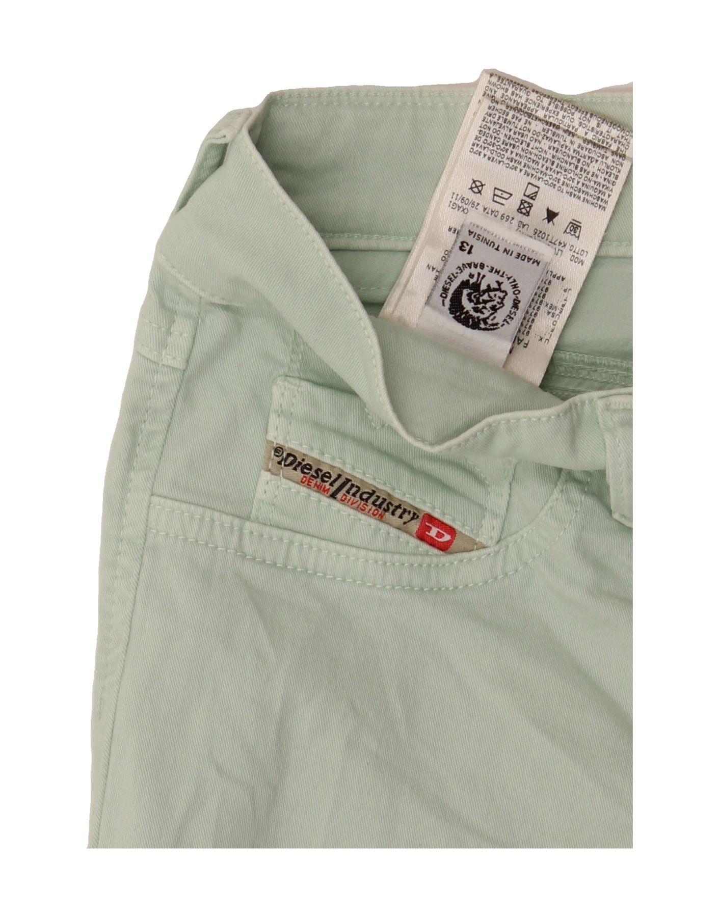 Diesel Girls Slim Casual Trousers 12-13 Years W26 L24 Green Cotton Size 30" / US 8 / IT 44 - 3 Thumbnail