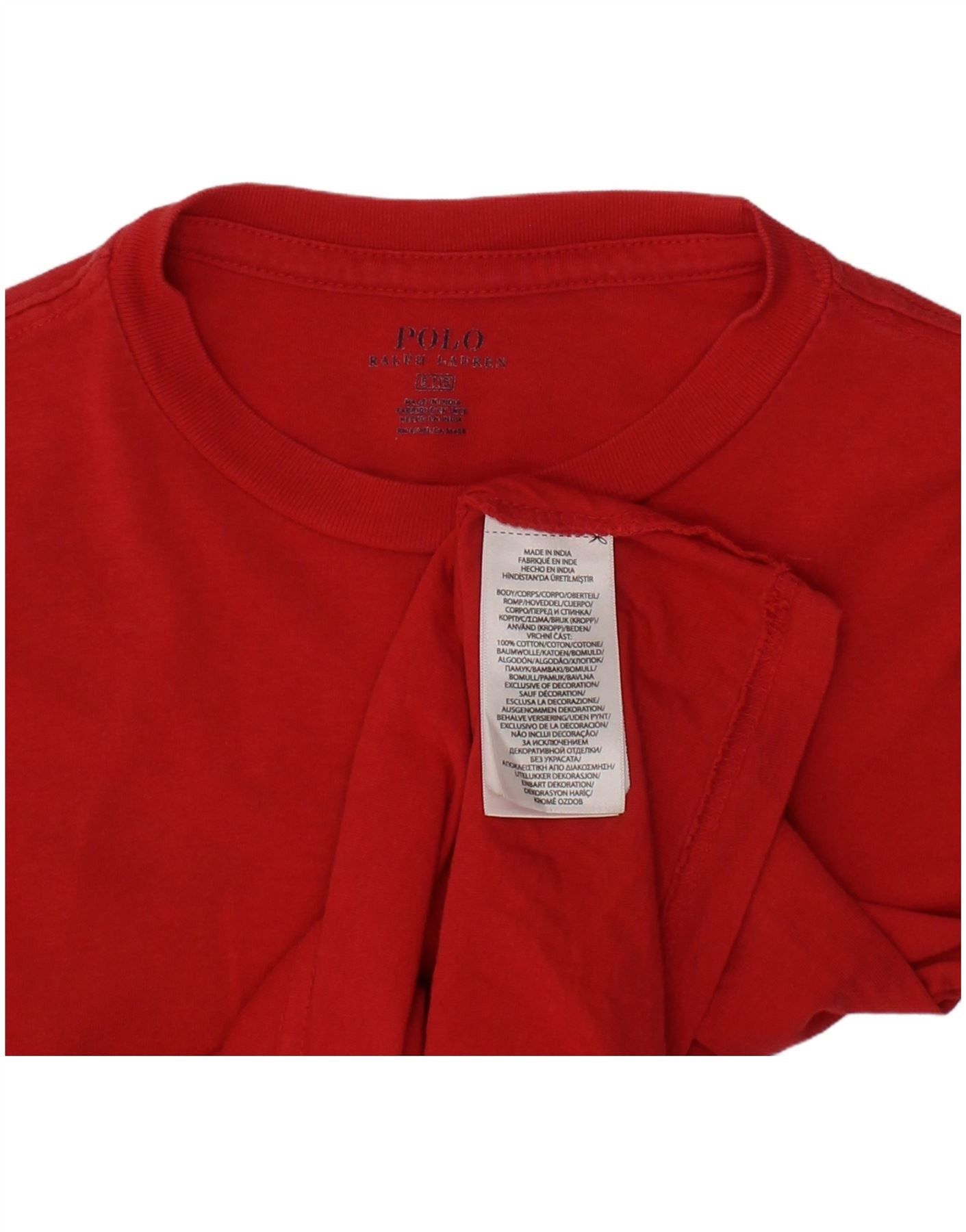 Polo Ralph Lauren Boys T-Shirt Top 4-5 Years Red Cotton Size XS / US 0-2 / IT 36-38 - 6 Thumbnail