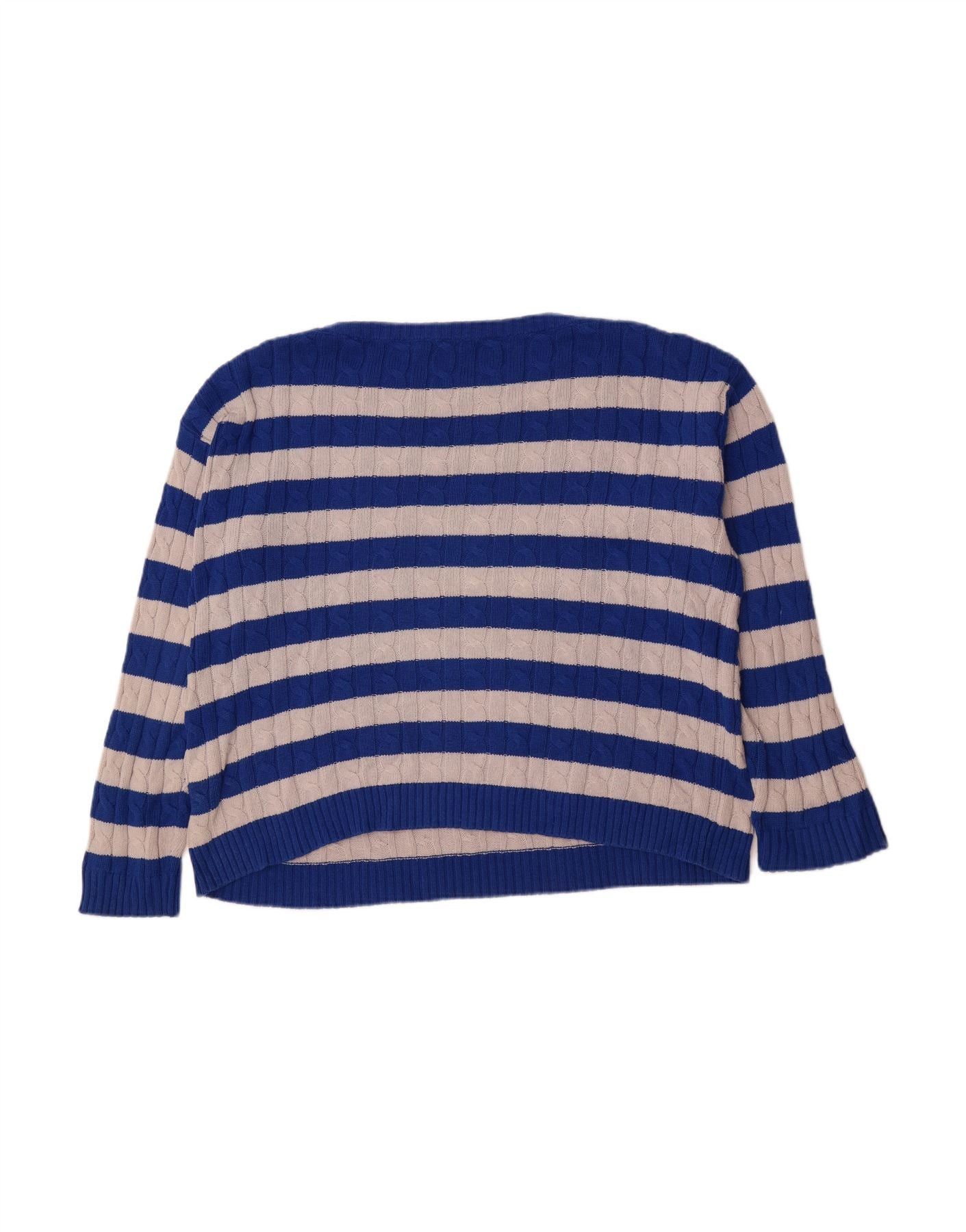 Ralph Lauren Womens Boat Neck Jumper Sweater UK 16 Large Blue Striped Size XXL / US 16-18 / IT 52-54 - 4 Thumbnail