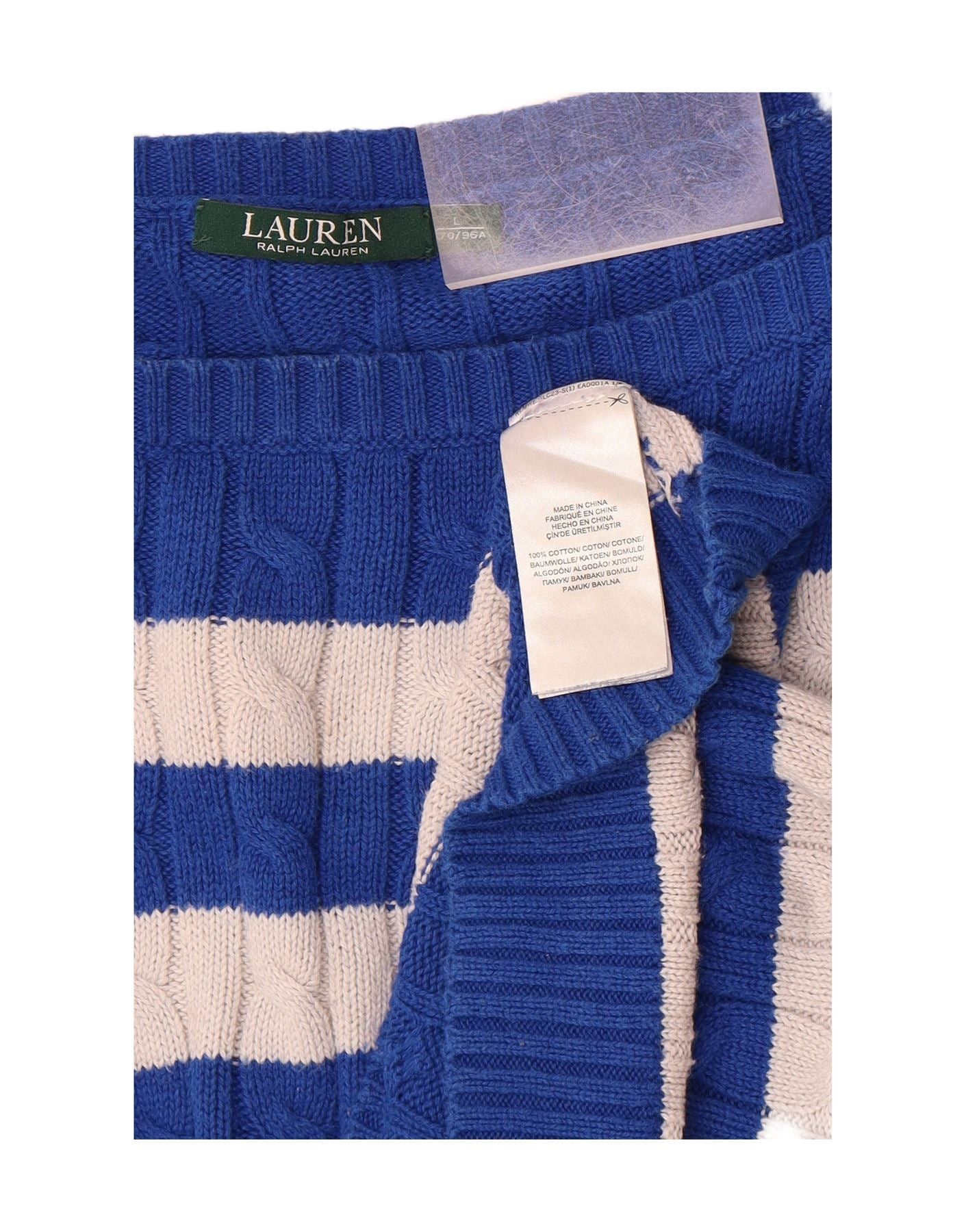 Ralph Lauren Womens Boat Neck Jumper Sweater UK 16 Large Blue Striped Size XXL / US 16-18 / IT 52-54 - 5 Thumbnail