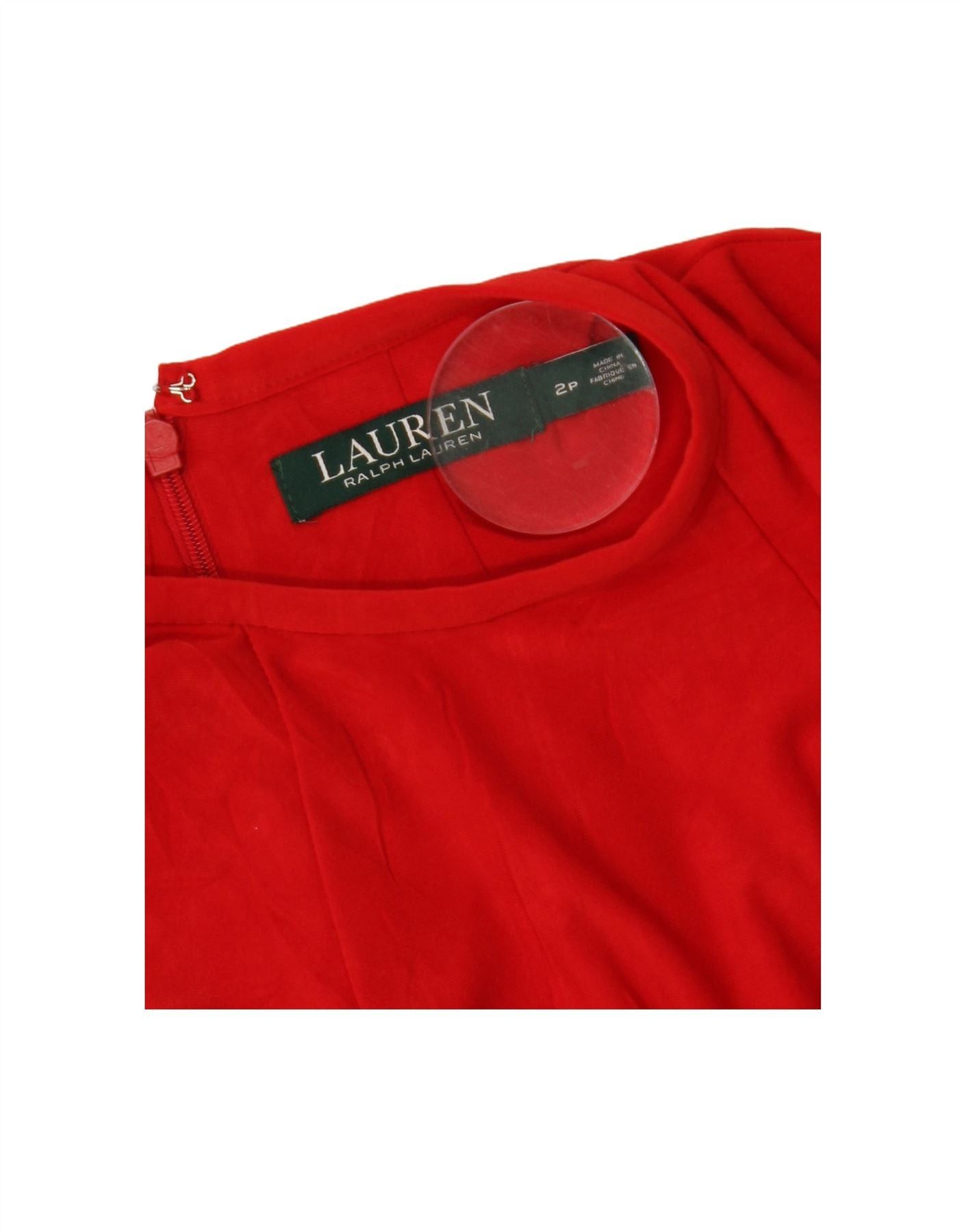 Ralph Lauren Womens Long Sleeve A-Line Dress US 2 XS Red Polyester Size XXS / US 00 / IT 34 - 3 Thumbnail