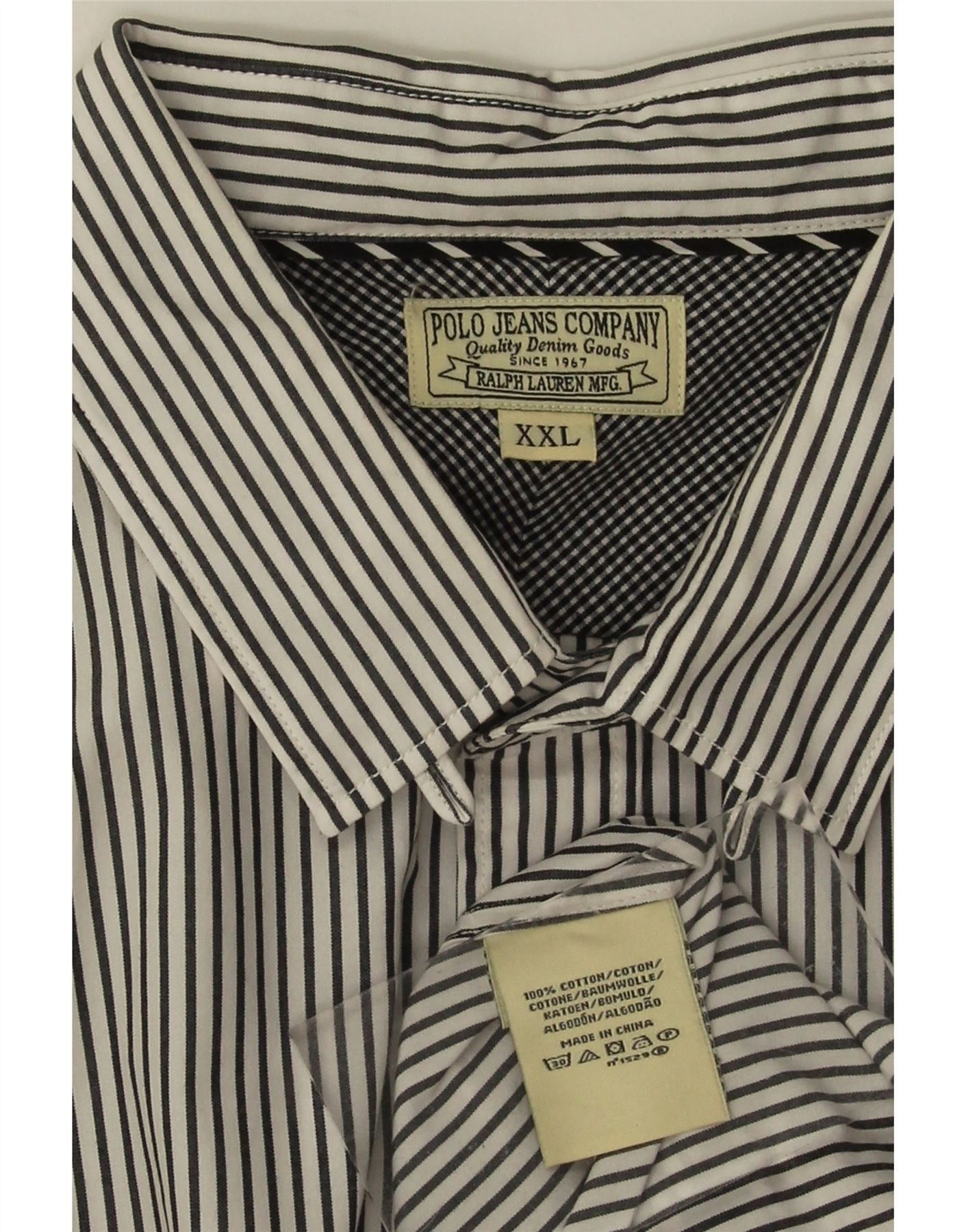 Polo Ralph Lauren Mens Shirt 2XL White Pinstripe Cotton Size US XXL / EU 58 / 5 - 3 Thumbnail