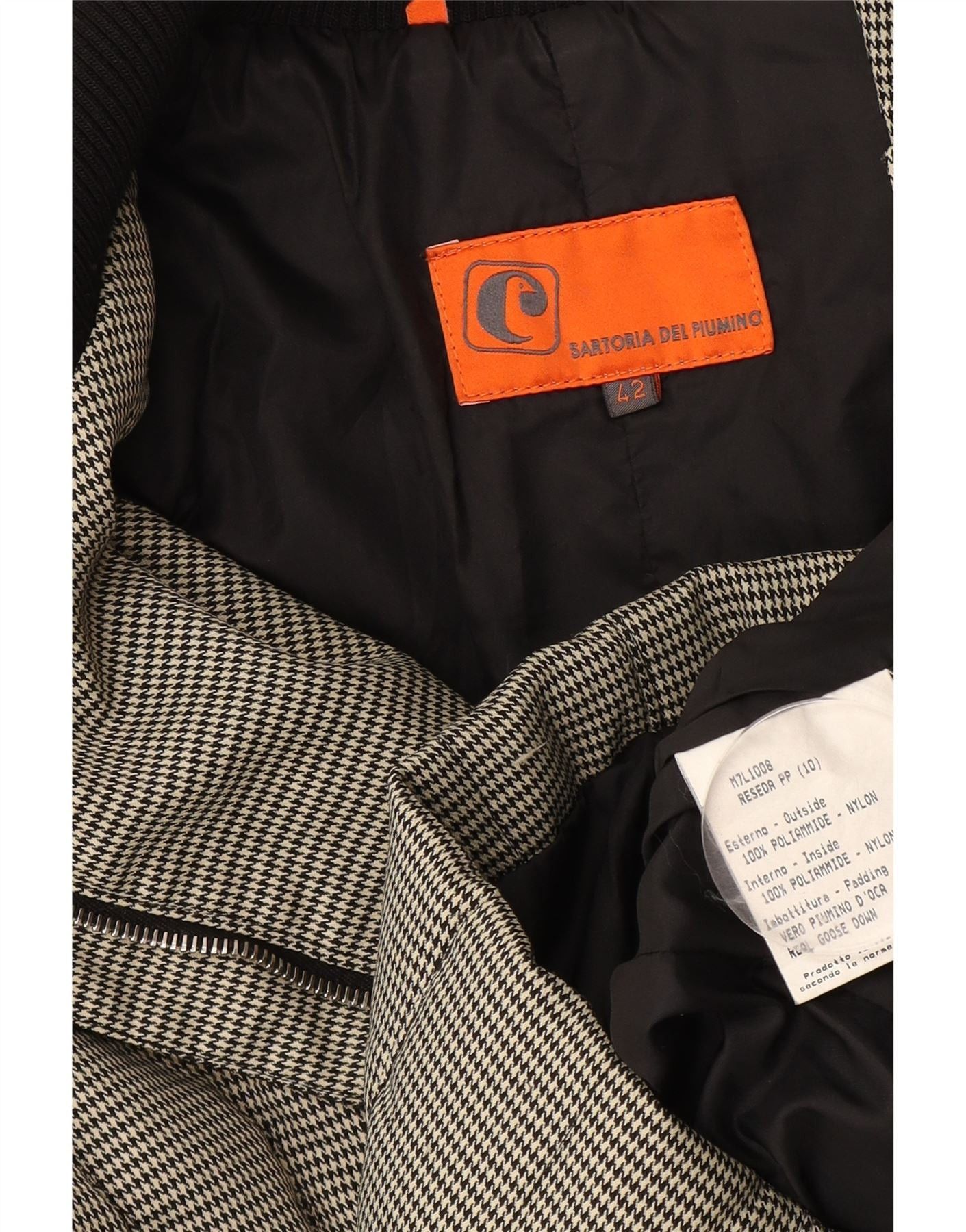 Carhartt Womens Padded Jacket IT 42 Medium Grey Houndstooth Polyamide Size XS / US 0-2 / IT 36-38 - 3 Thumbnail