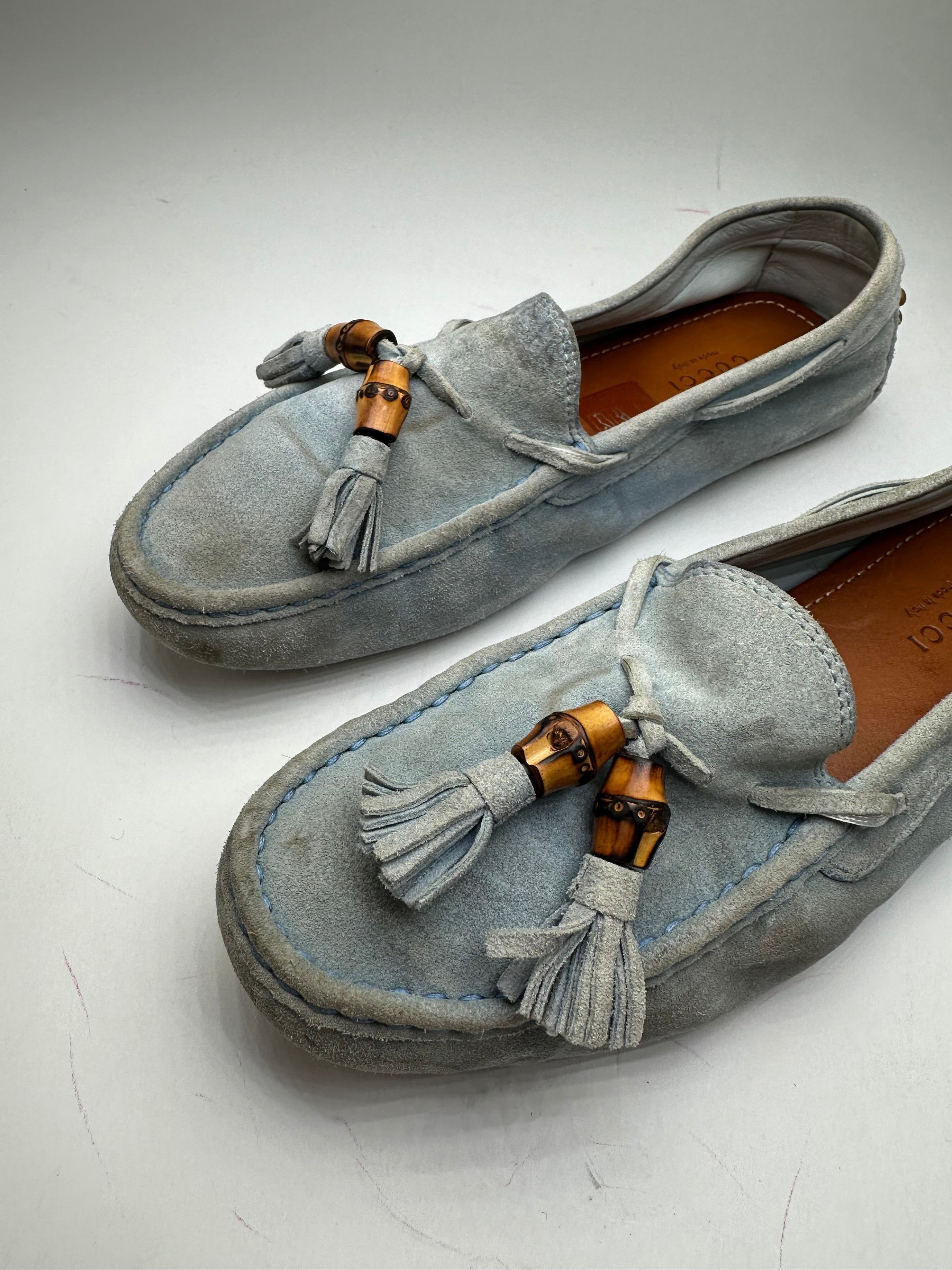 Other Vintage Gucci Bamboo Suede Loafer Light Blue EU37 Size US 6 / IT 36 - 8 Thumbnail