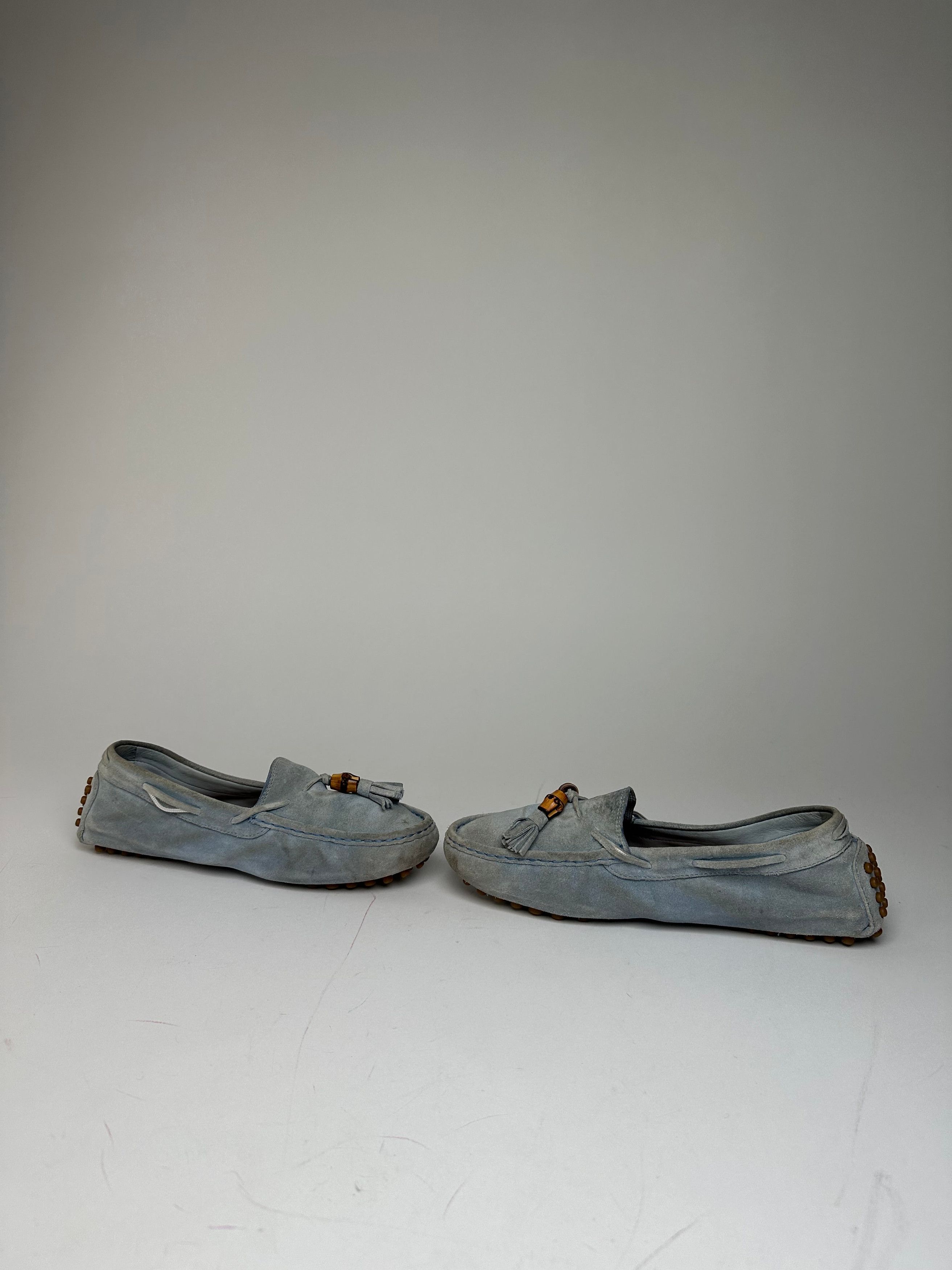 Other Vintage Gucci Bamboo Suede Loafer Light Blue EU37 Size US 6 / IT 36 - 4 Thumbnail